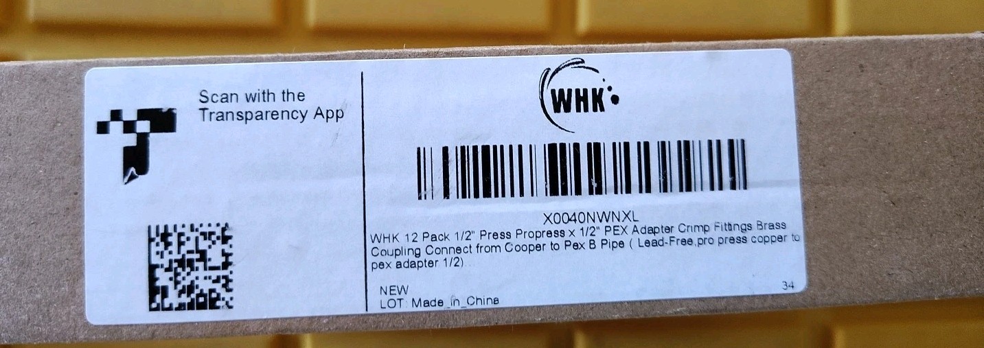 12 Pack 1/2″ Press Propress X 1/2″ PEX Adapter Crimp Fittings Brass Coupling
