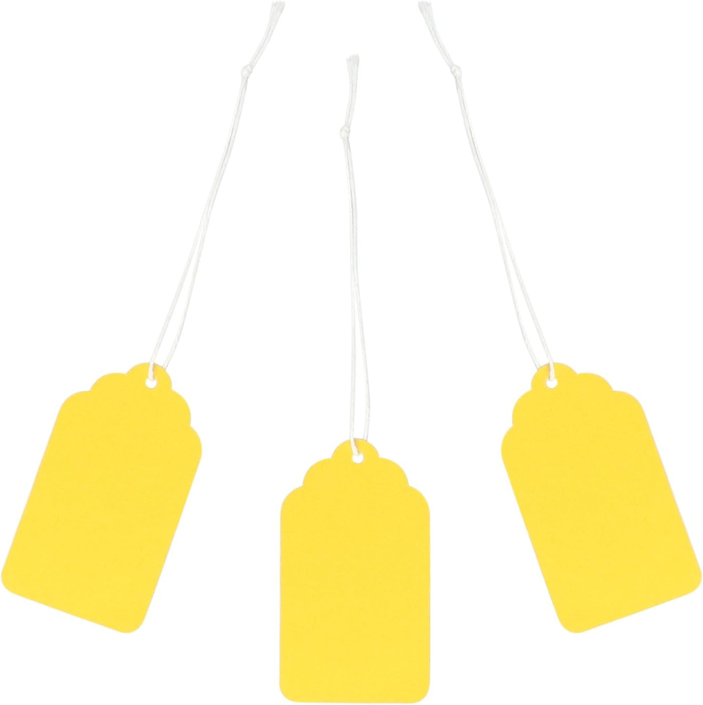 Price Tags, 500 Pcs Yellow Paper Gift Tags with String, 2.76″ X 1.69″ Blank Mark