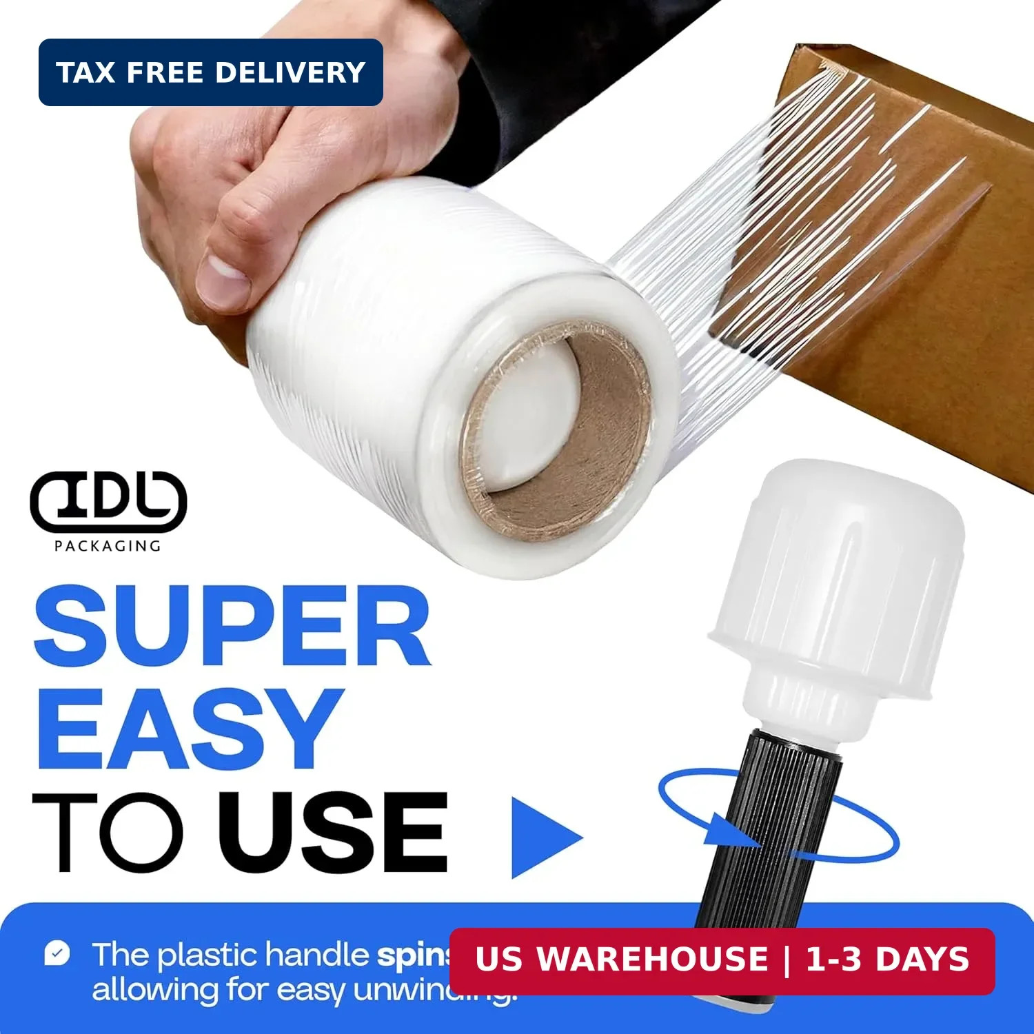 IDL Packaging 5″ Stretch Wrap Mini Roll, 700 feet, 120 Gauge (Pack of 4) with a