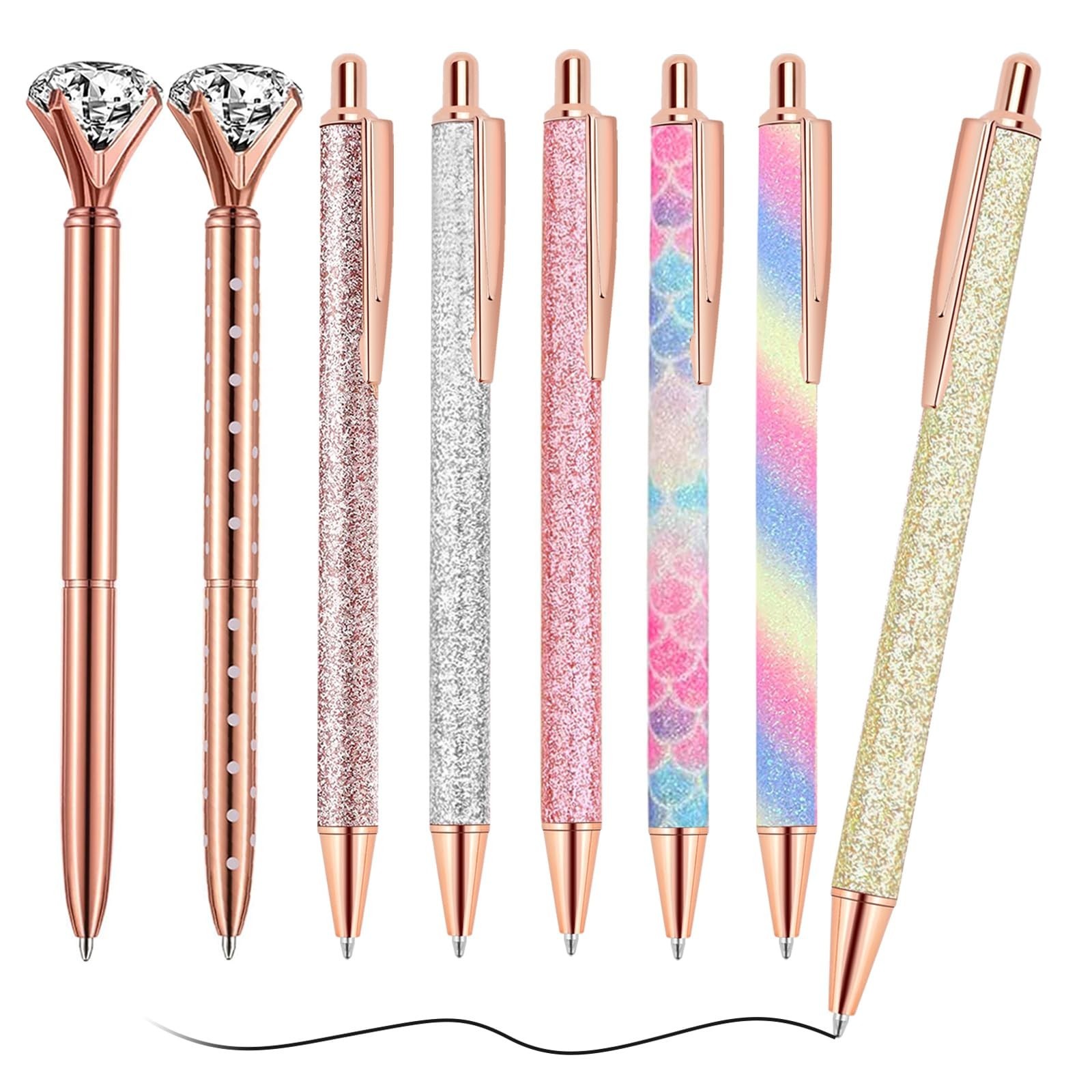 Pen Gifts for Women, 8 Pcs Unique Metal Bling Ballpoint Pens with Black Ink O…