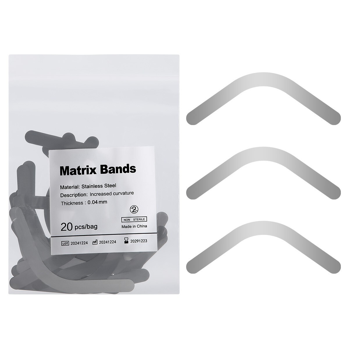 AZDENT Dental Matrix Bands Inch 0.04mm Regular Tofflemire Type 20pcs/bag