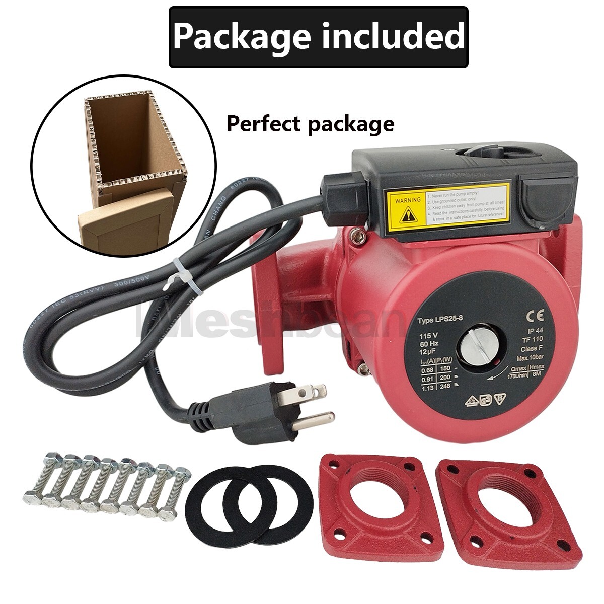 3 Speed 1/8HP Circulating Pump Use w/Outdoor Furnaces,Hot water heat,Solar,115V