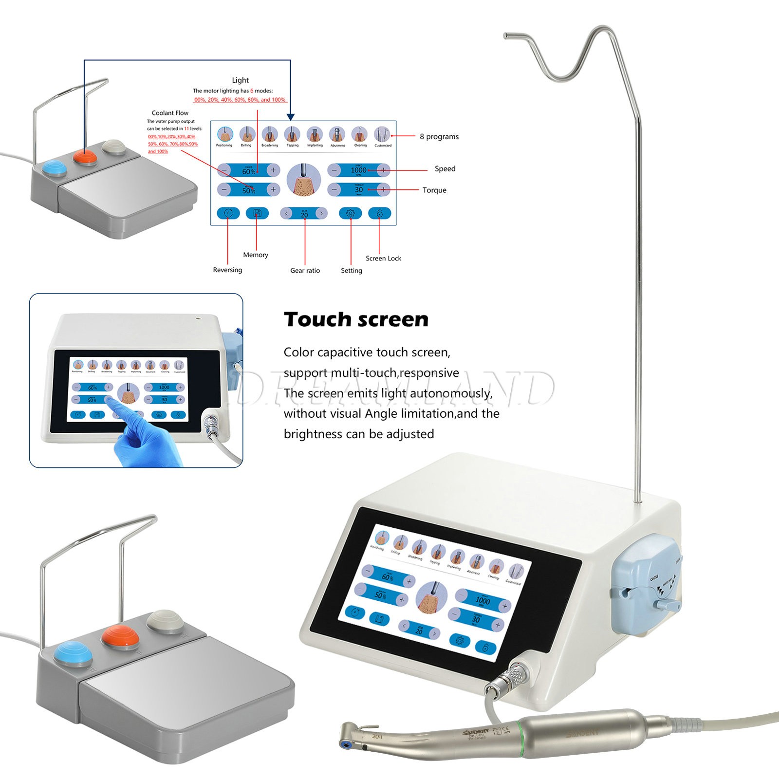 ST Dental Implant Motor Surgical System Brushless Motor 20:1 LED Contra Angle us