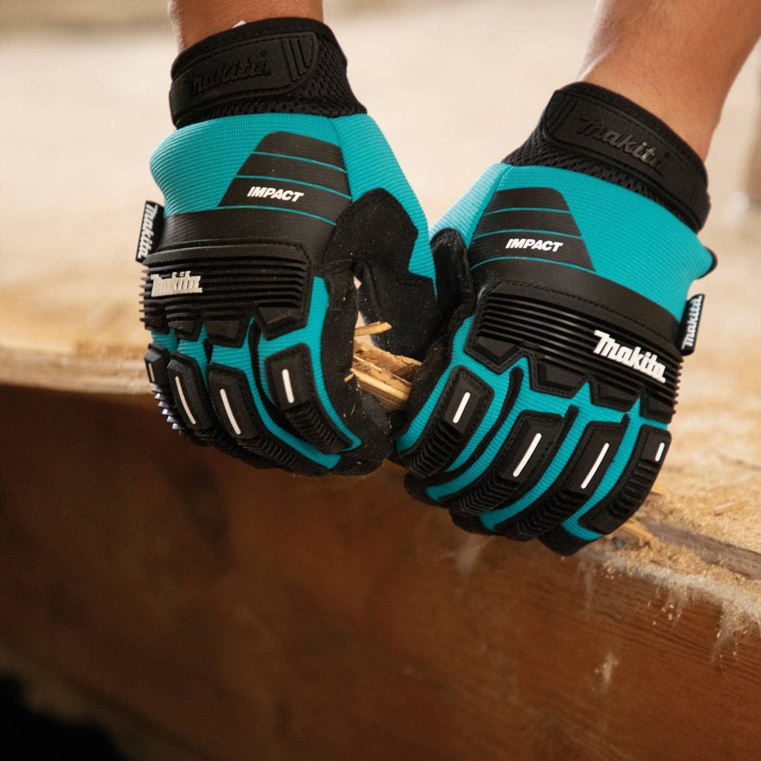Makita 1-Pr/Size-XL Unisex T-04260 Advanced Impact Demolition Gloves, Teal/Black