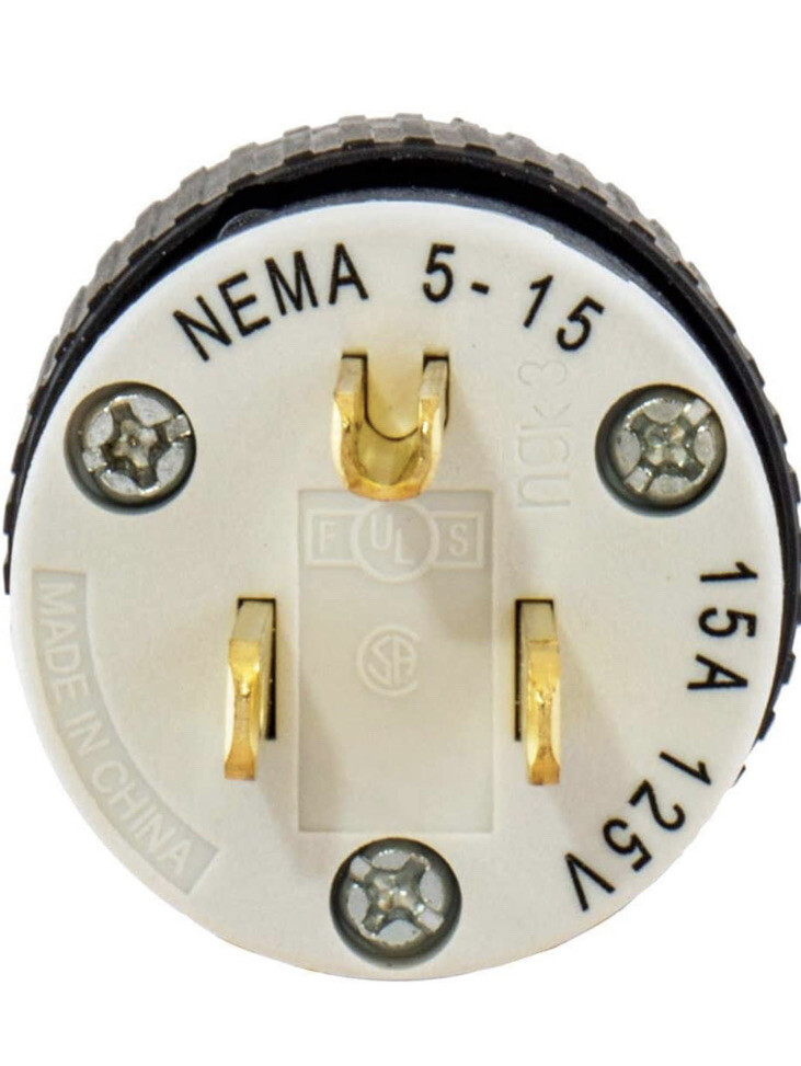 4 Pack 15A 125V NEMA 5-15P STRAIGHT BLADE PLUG Industrial Grade