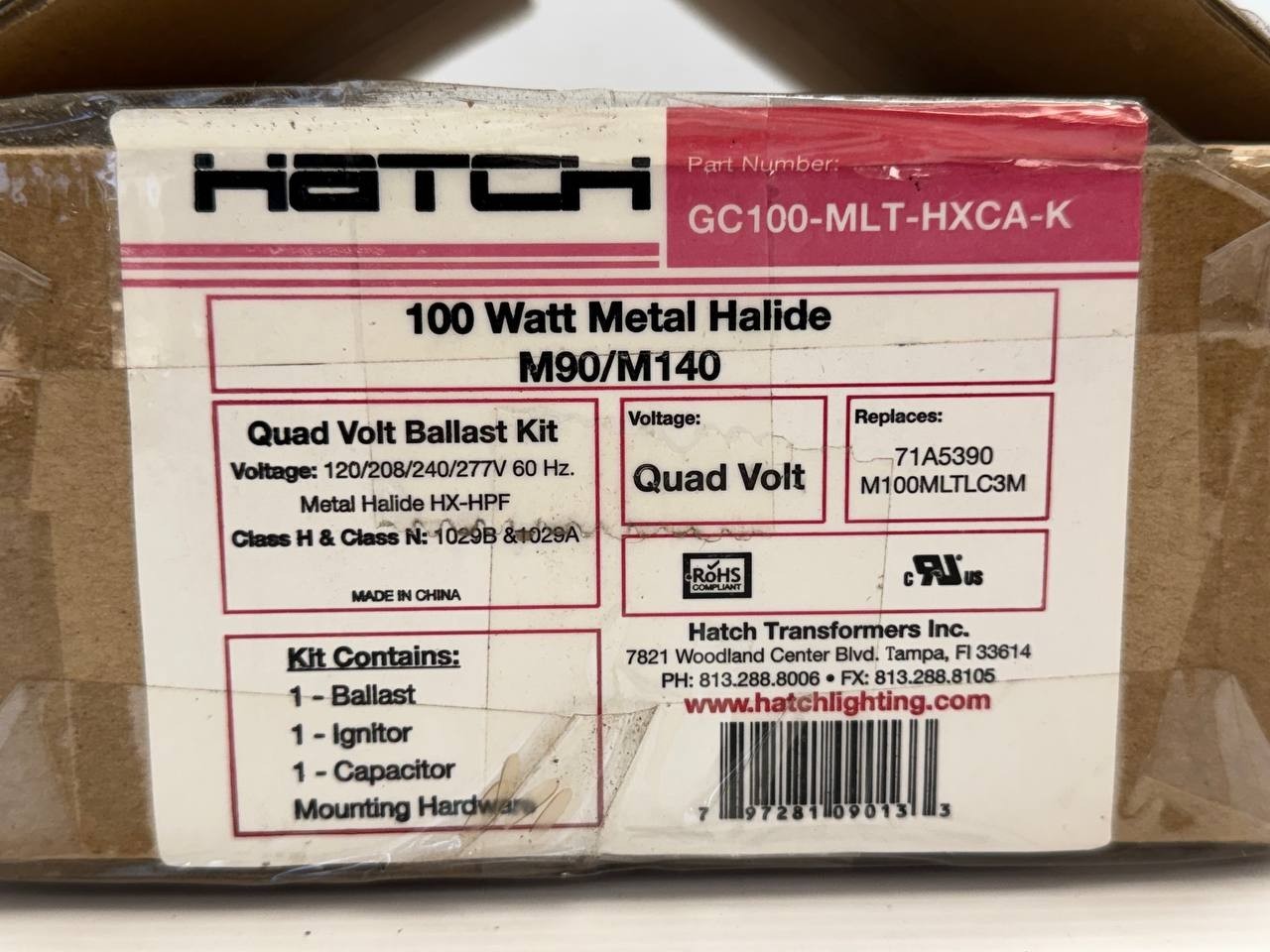 NEW IN BOX Hatch GC100-MLT-HXCA-K 100W METAL HALIDE BALLAST 120-277V Pulse Start
