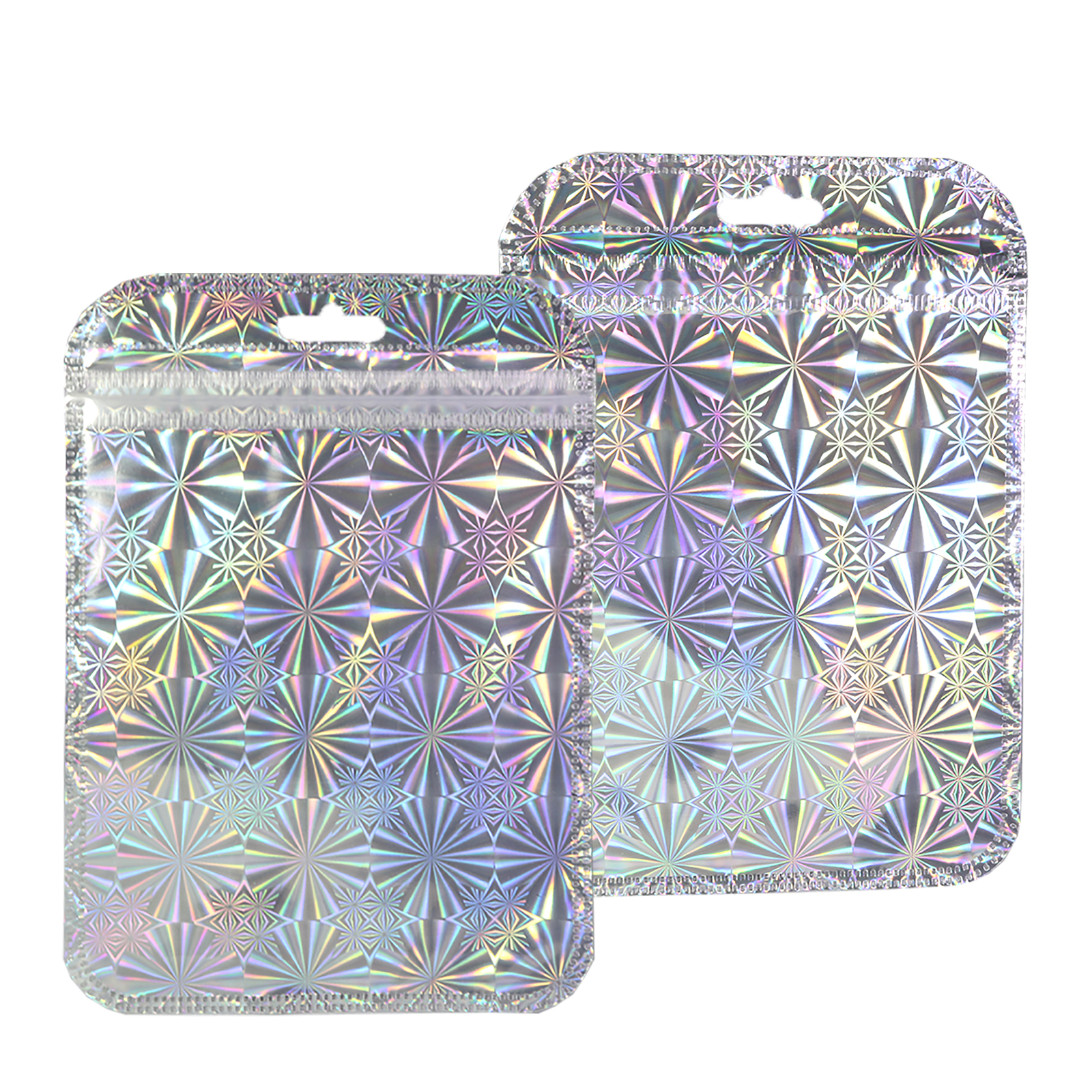 100x Clear & Silver Mylar Holographic Zip Bags 4x6in (Free 2-Day Shipping)