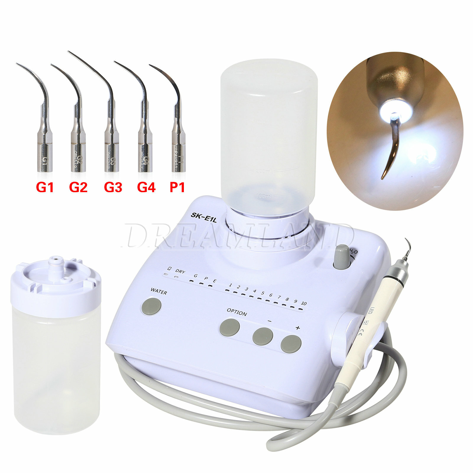 For Woodpecker EMS Dental Ultrasonic Piezo Scaler LED Handpiece + 2 Bottles UPS