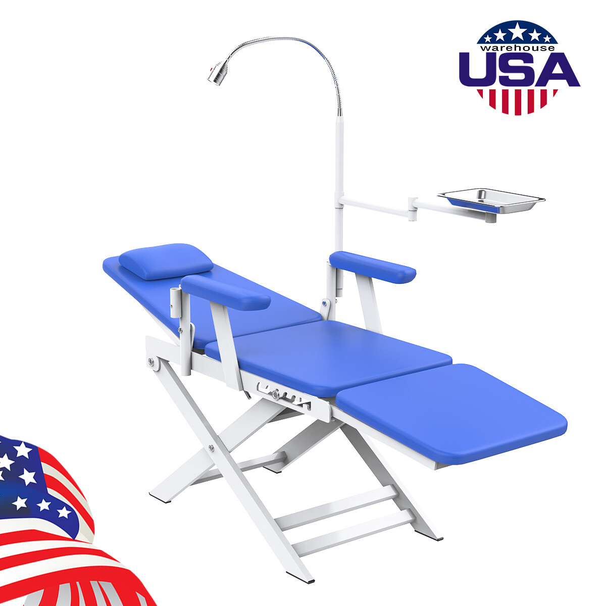 5 Types Portable Dental Folding Chair Package LED Light+Air Turbine Unit 4 Holes