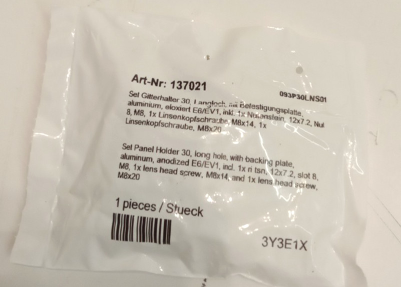McMasterCarr 5537T841 T-Slot Screw On Hanger for Mesh Panels for 30mm Rail 6pks