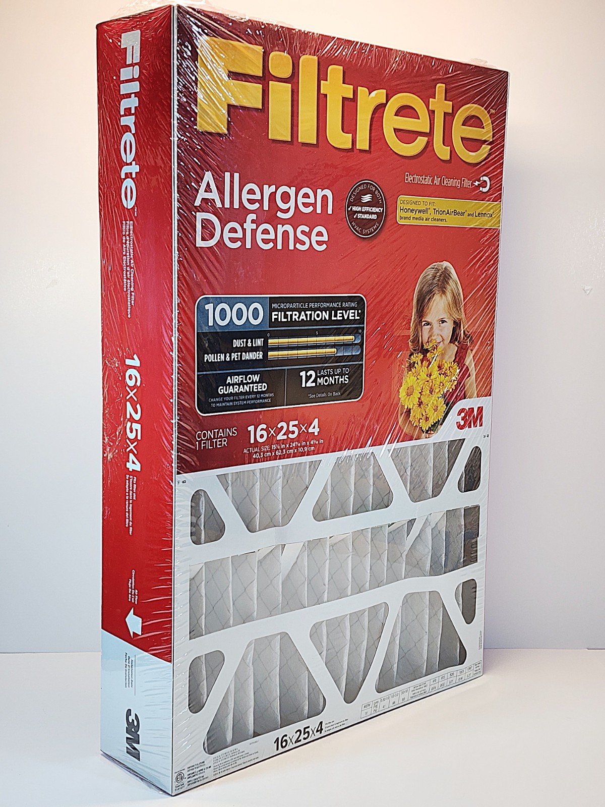 3M Filtrete 16x25x4 Air Filter, MPR 1000, MERV 11, Allergen Qty of 3
