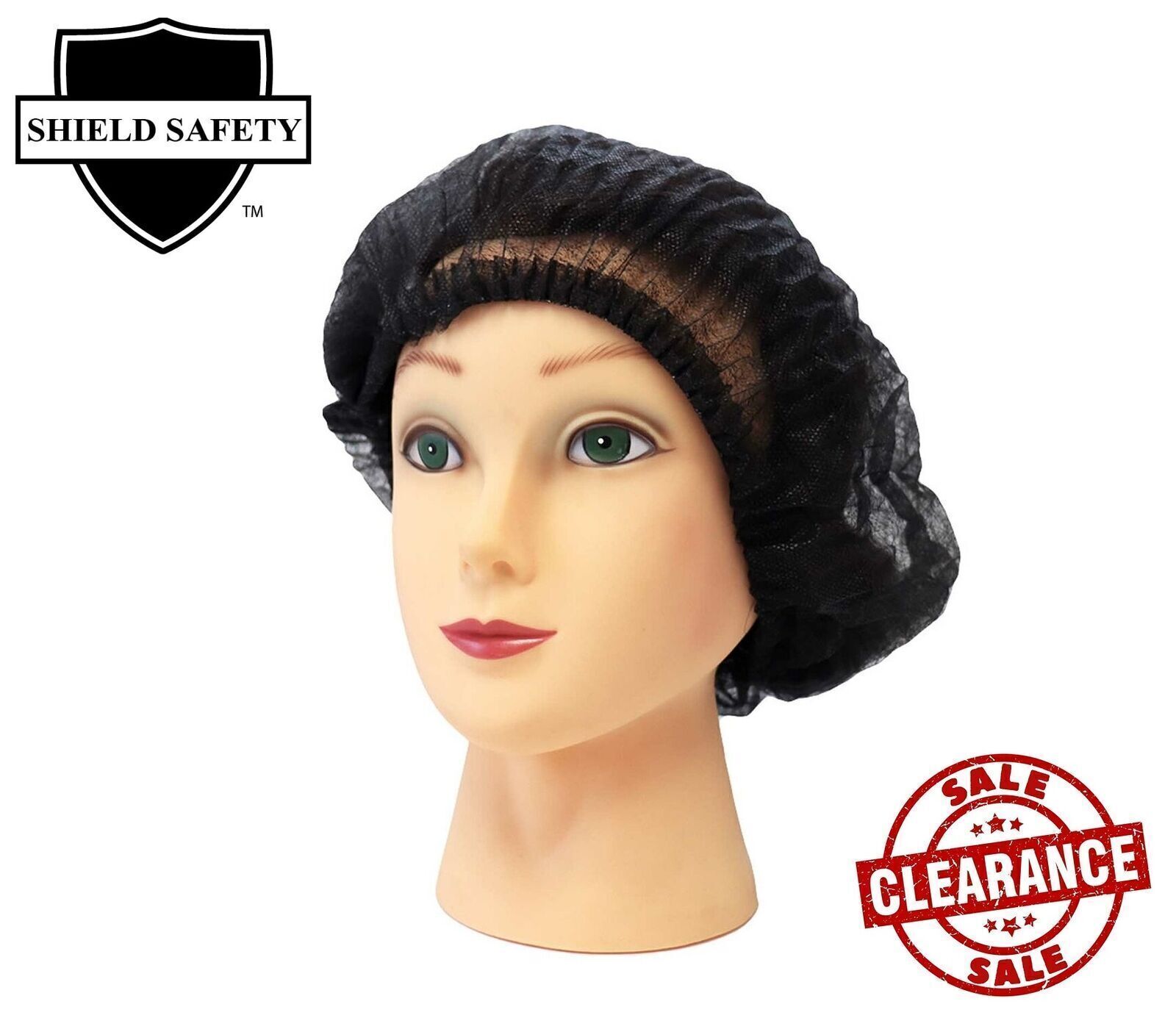 21″ Polypropylene Black Hair Mob Cap Latex Free, (1000 Pieces)