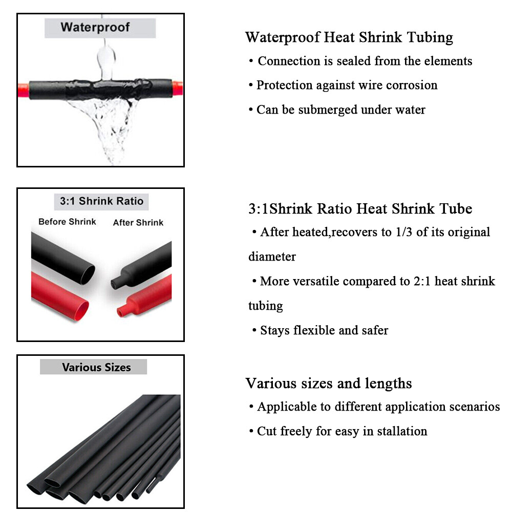 3:1 Heat Shrink Tube – 1″ Clear Dual Wall Marine Adhesive Glue Lined Waterproof