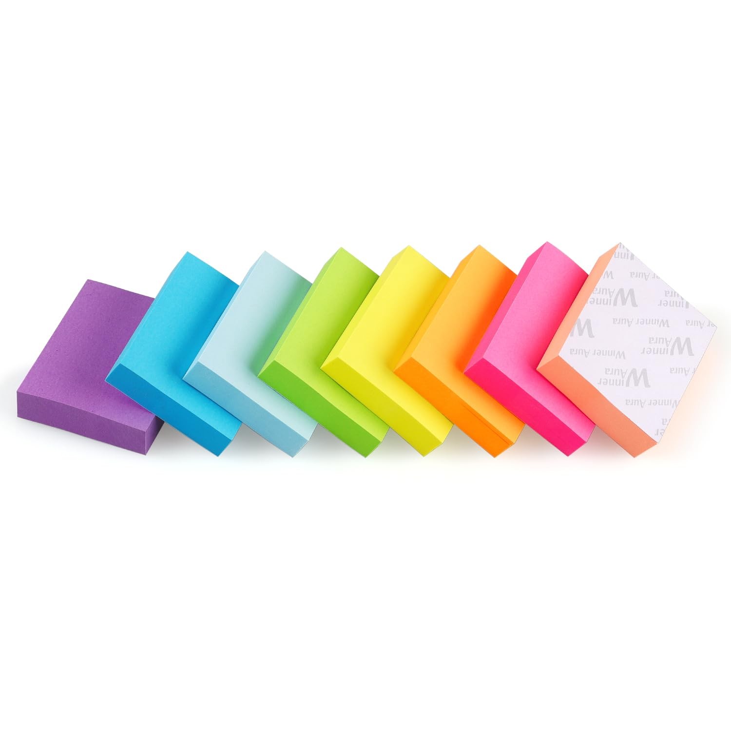 Winner Aura Sticky Notes 1.5×2 inch Bright Colors Self-Stick Pads 8 Pads/Pack