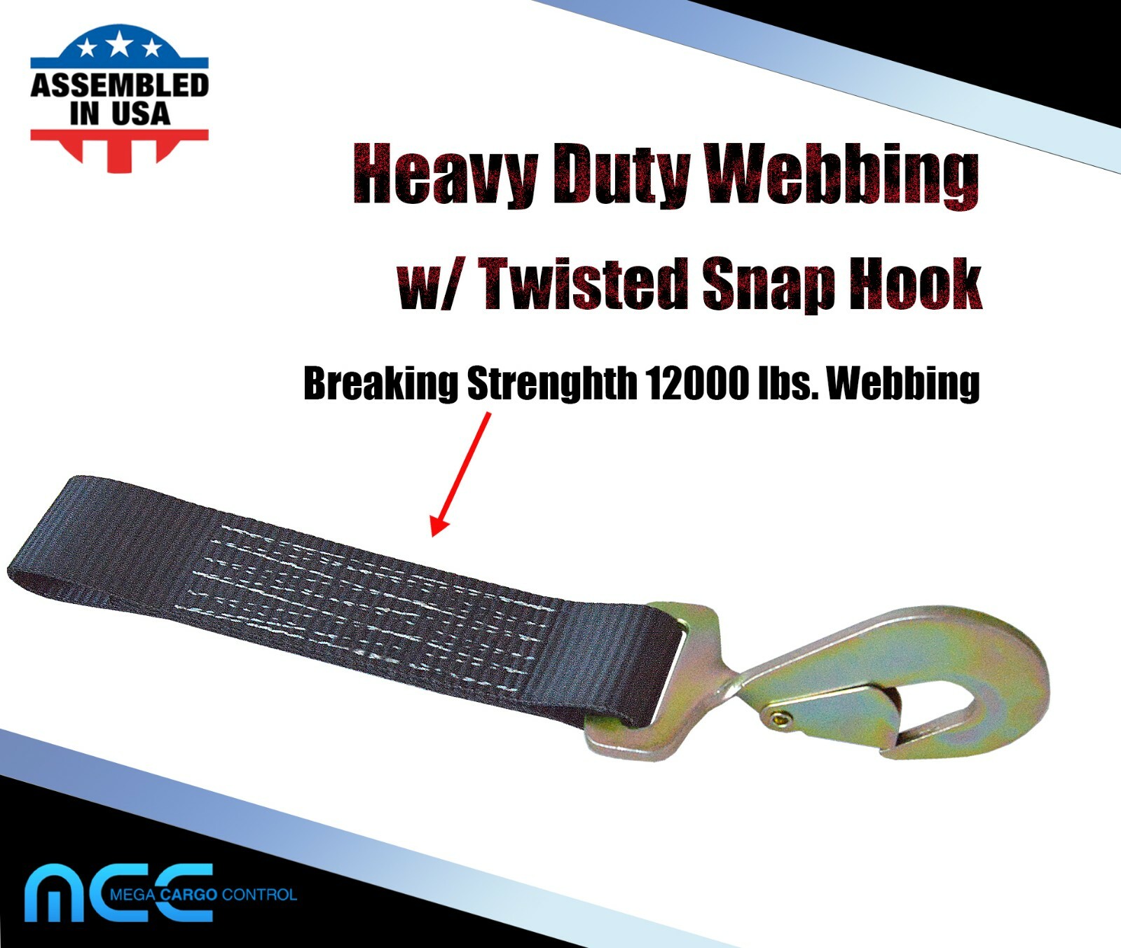 USA 2″ x 10′ Axle Strap Car Trailer Hauler Ratchet Tie Down Strap w/ Snap Hook