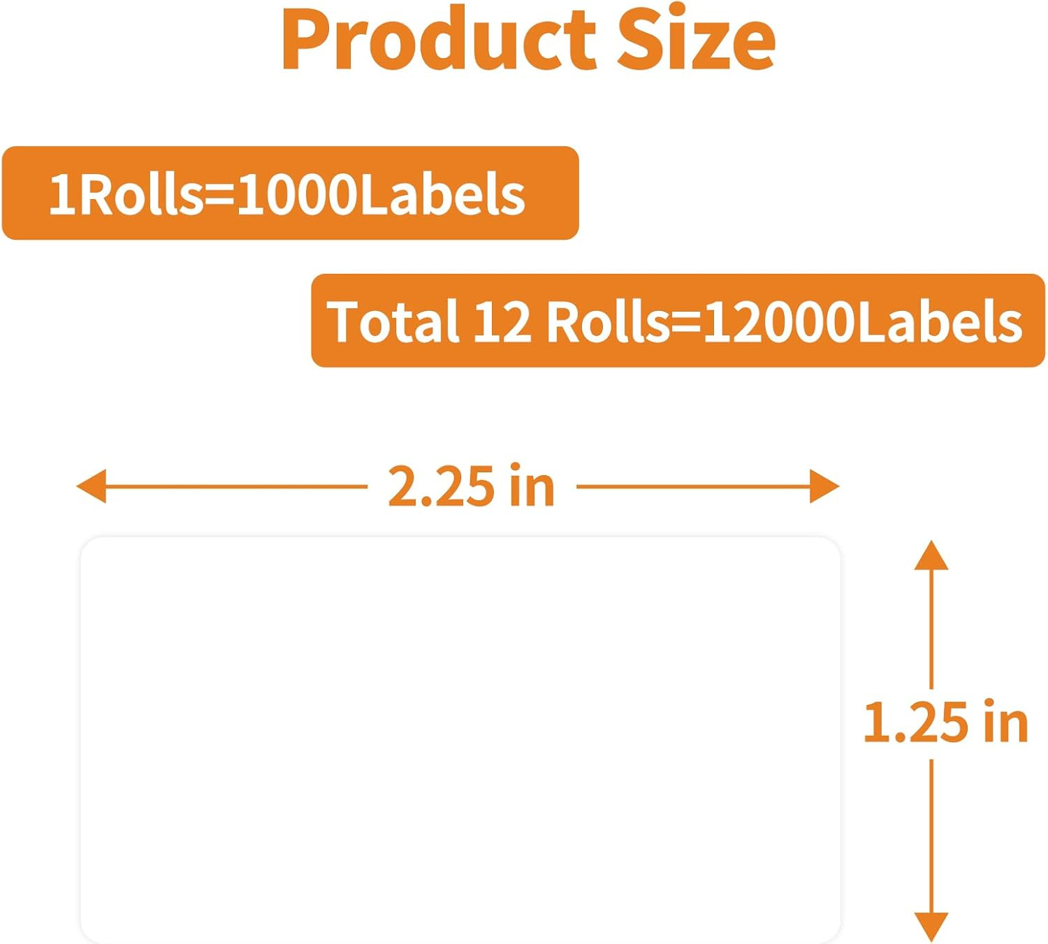 12 Rolls Thermal Shipping Labels (12,000 Labels) – 2.25 X 1.25 Inch Direct Therm