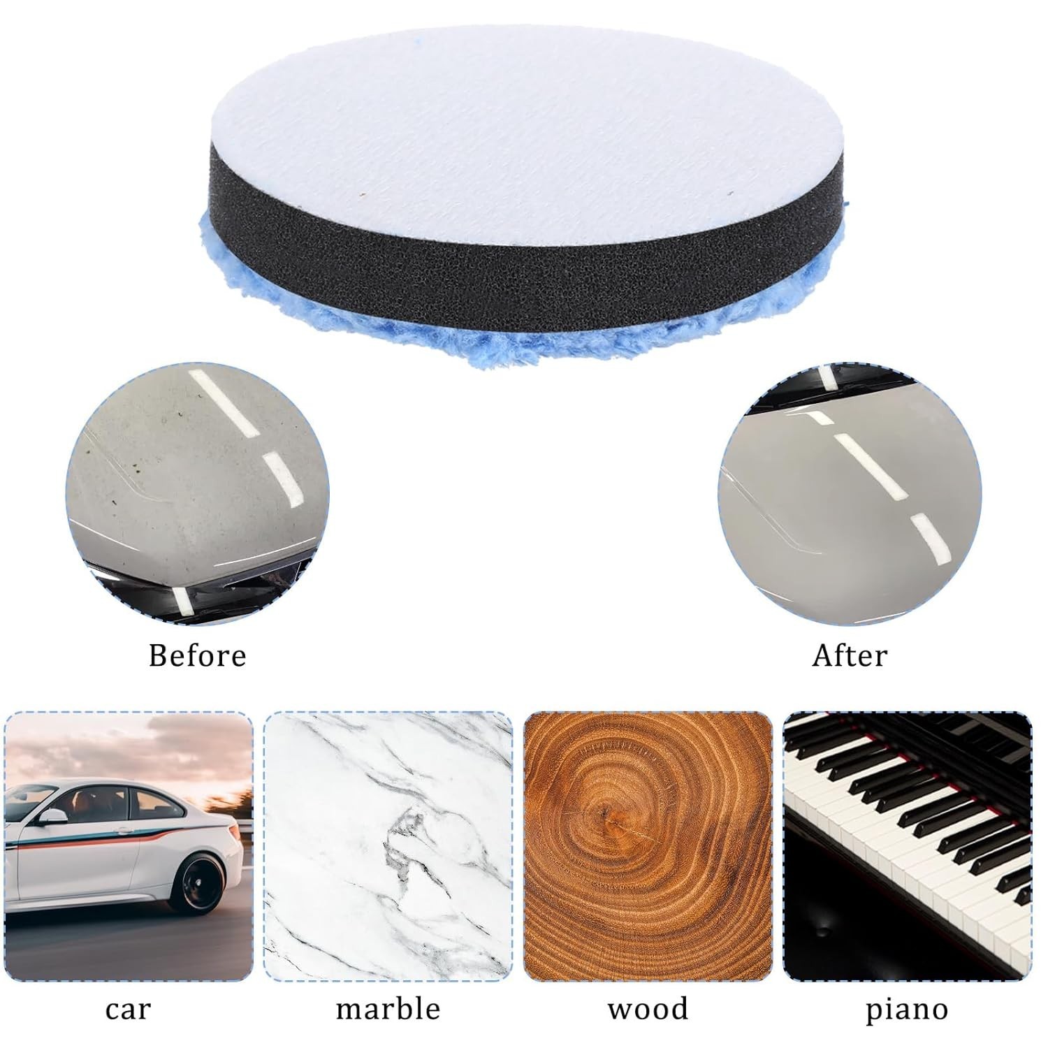 3 Pcs Polishing Pads, Buffing Pads, Microfiber Polishing pad for Car Compounding