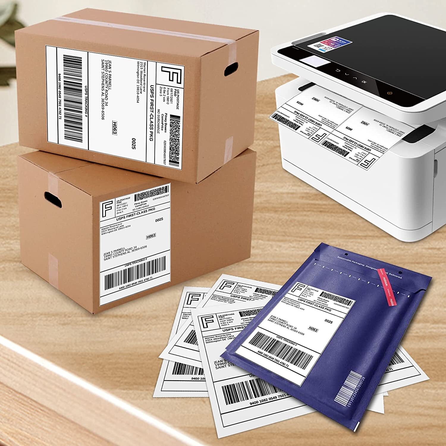 50-1000 Premium 8.5″ X 5.5″ Half Sheet Self Adhesive Shipping Labels 2 Per Sheet