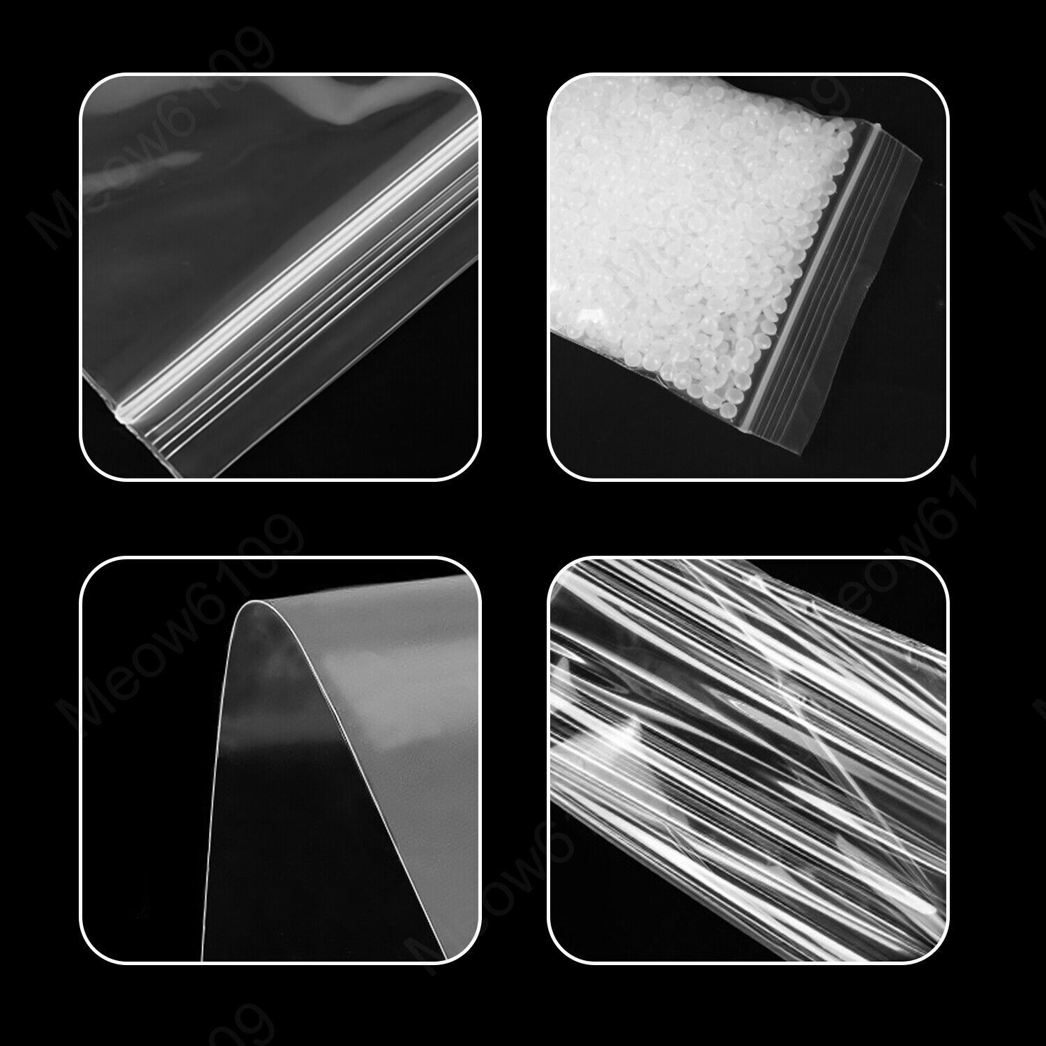100PCS Clear Zip Seal Plastic Bags Jewelry Zipper Top Lock Reclosable Baggies