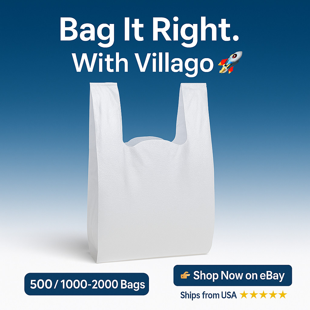 Bags 1/6 Large 21 x 6.5×11.5 Clear .51 Mil T-Shirt Plastic Grocery Shopping Bags