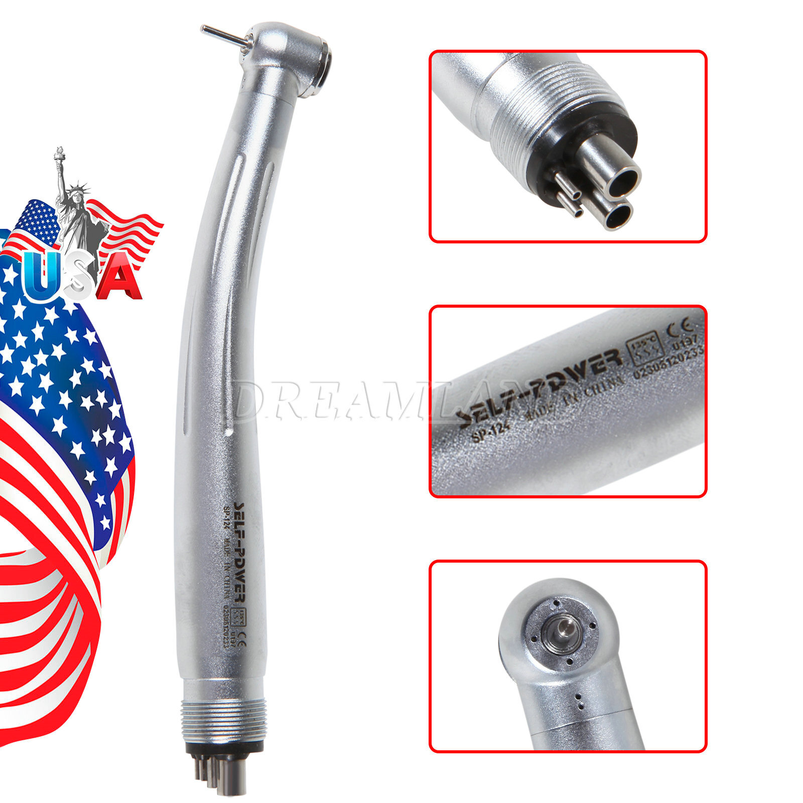 10pcs Dental High Speed Handpiece Standard Push Button Single Water Spray 4 Hole