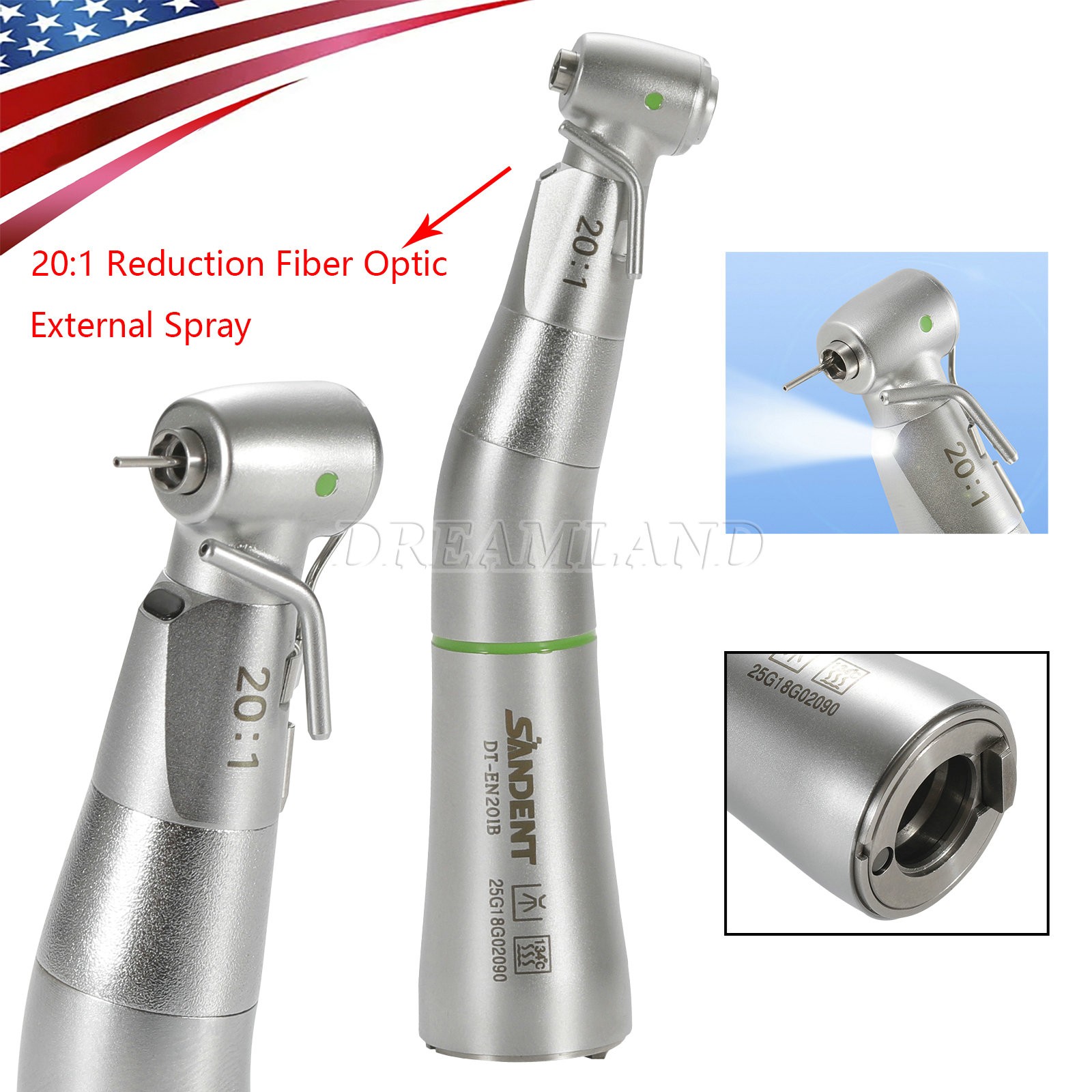 Dental Implant Handpiece 20:1 LED Contra Angle Fit Surgical Implant Motor