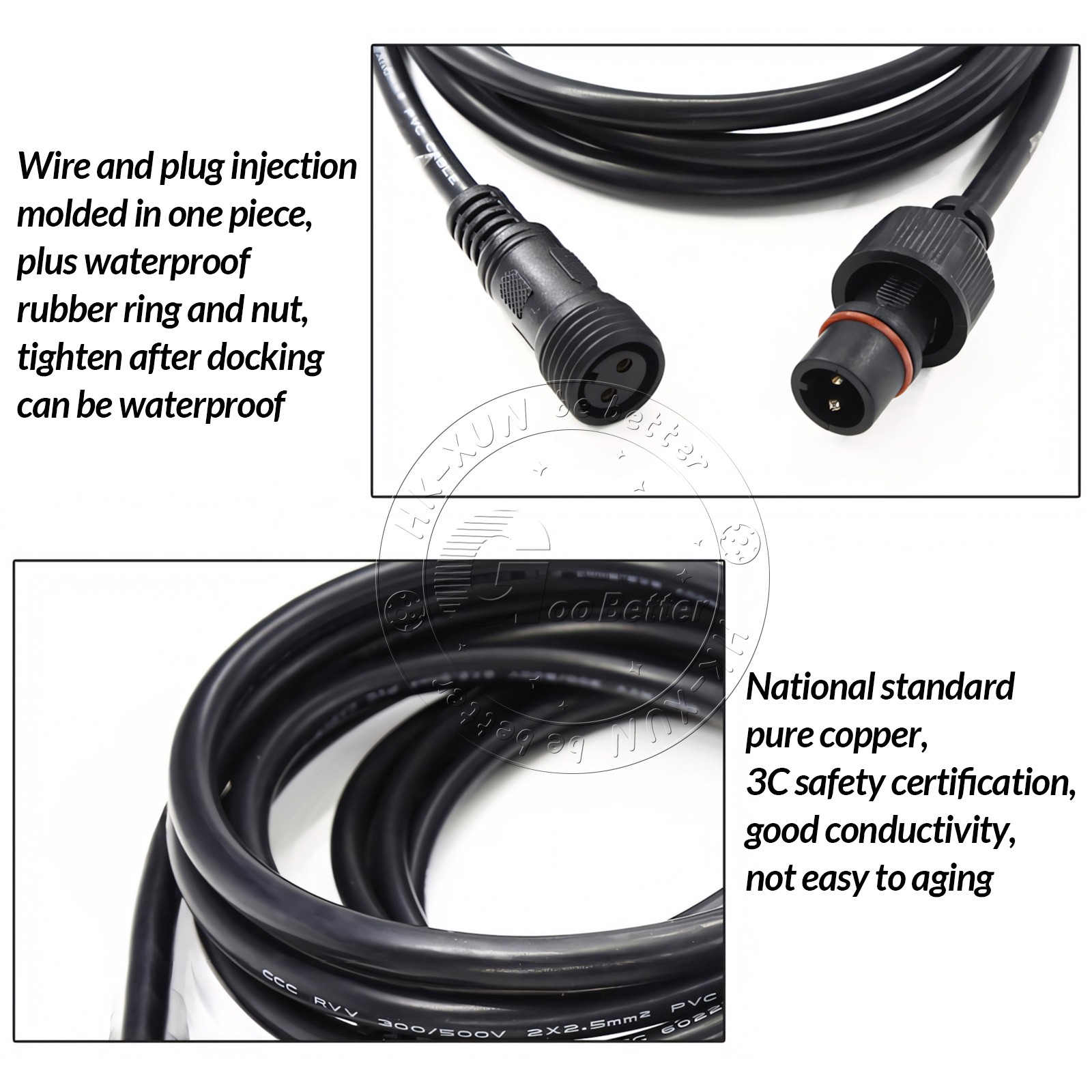 3 Pin Waterproof Extension Cable Connector Male Female Outdoor Led Light IP67