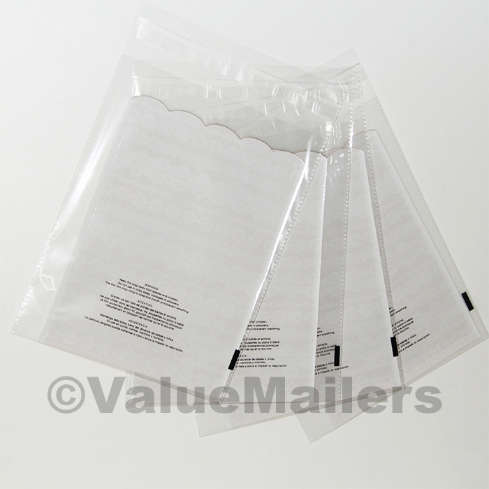 500 12×17 1.5 Mil Bags Resealable Clear Suffocation Warning Poly OPP Cello Bag