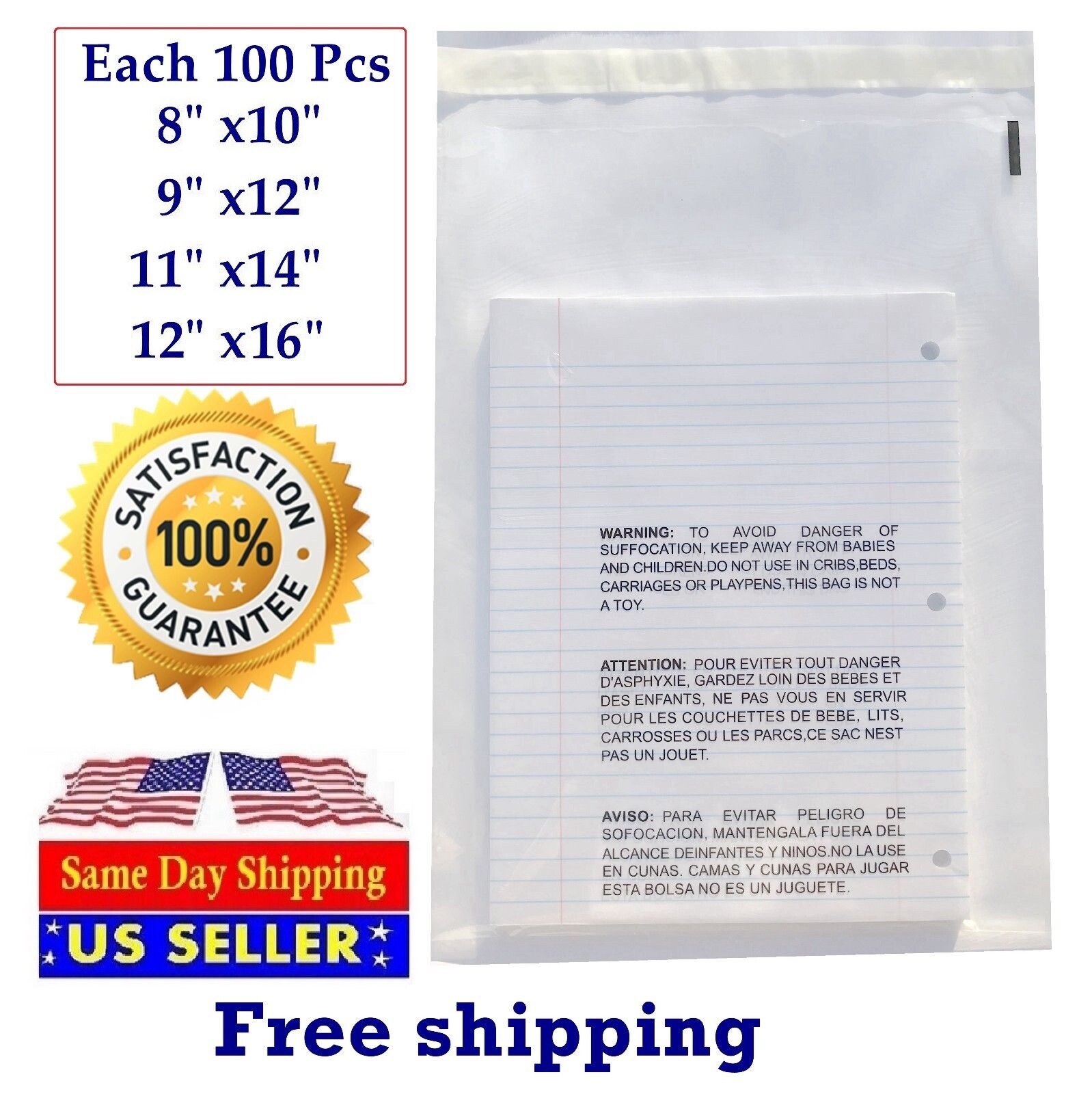 400 Combo Suffocation Warning Bags 100 Ea 8×10 9×12 11×14 12×16 – ST ShipMailers