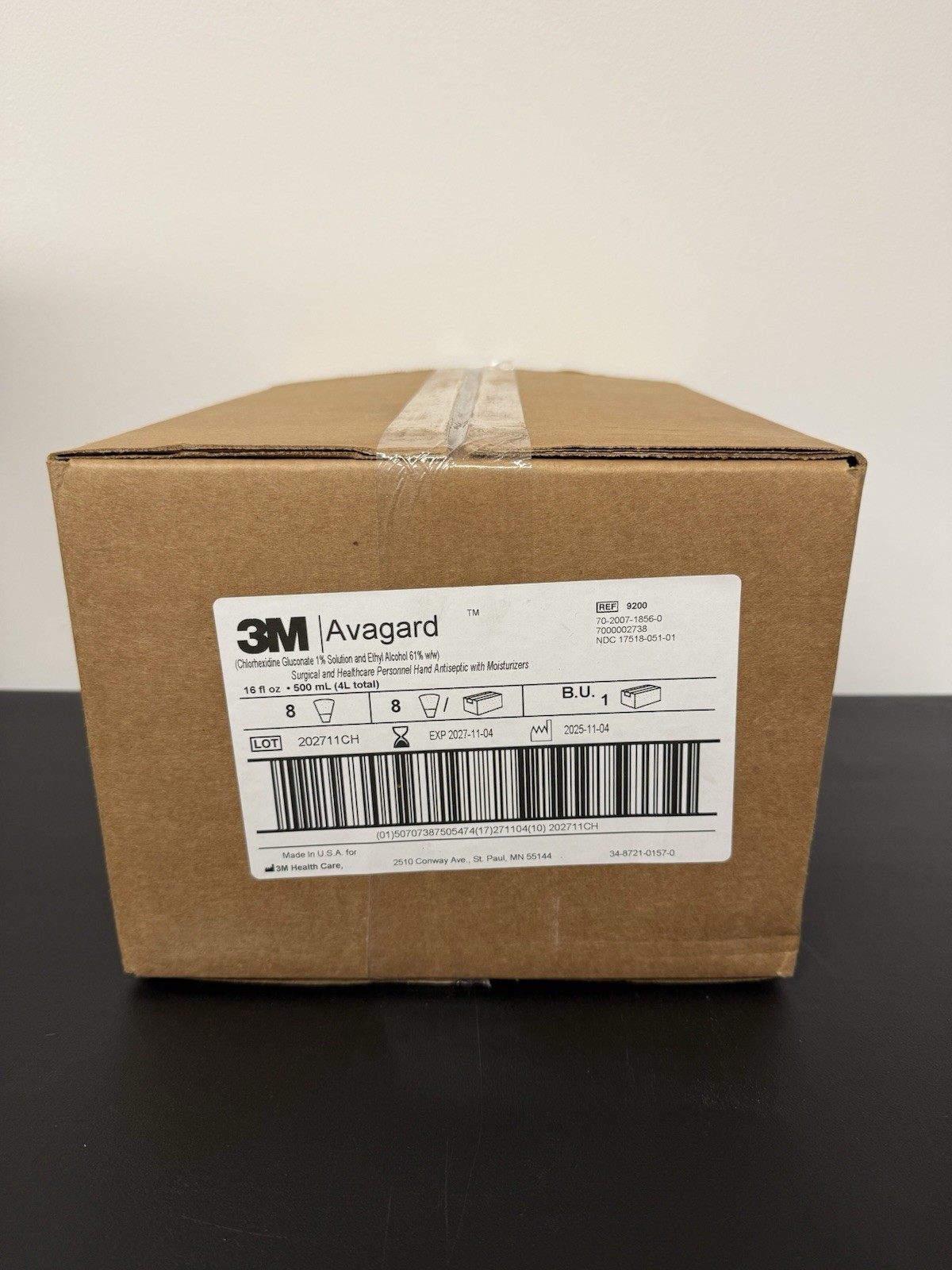 3M 9200 Avagard Surgical Hand Antiseptic W/ Moisturizers, 500mL, Case of 8 Units