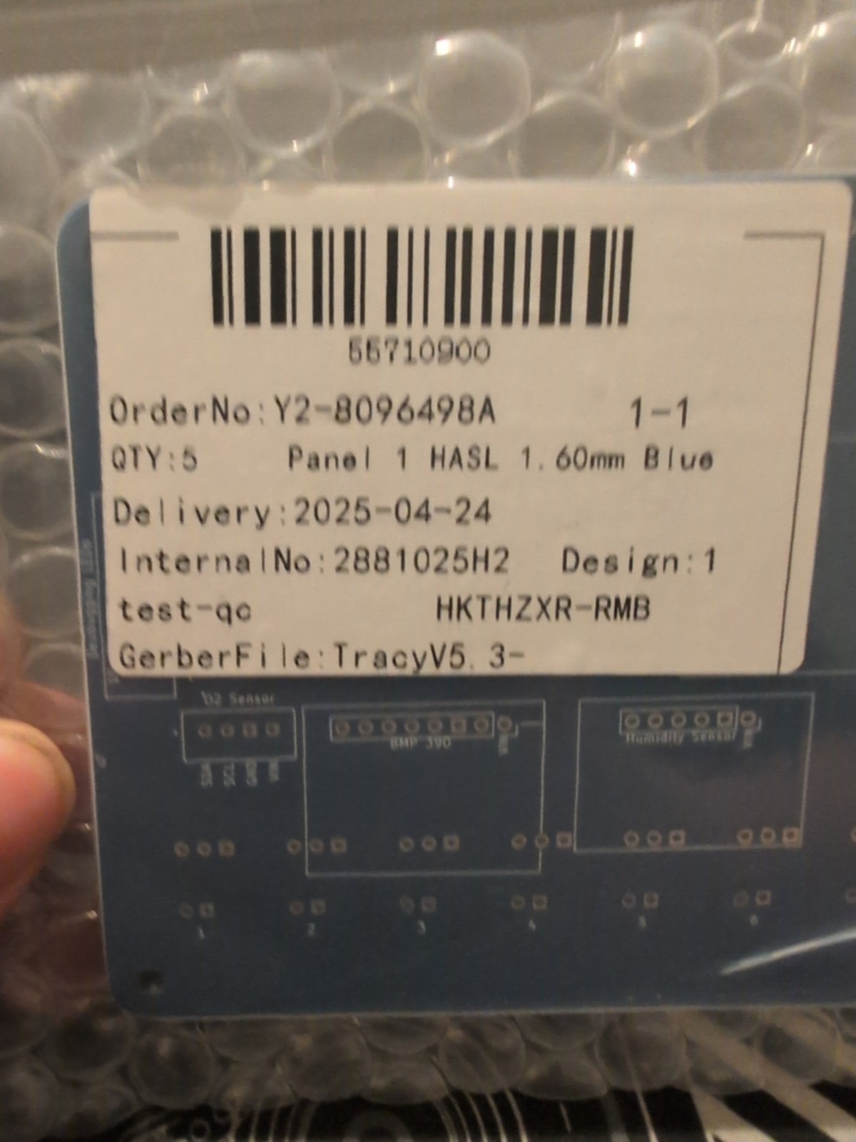panel 1 (HASL 1) 1.60mm Blue (Qty:5) Order No : Y2-8096498A test-qc HKTHZXR-RMB