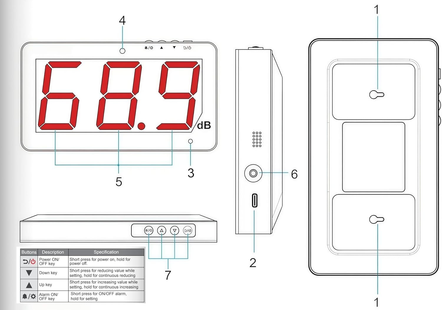 SW-525A Sound Level Meter Tester 30-130db Large Screen Red LCD Display Wall H…
