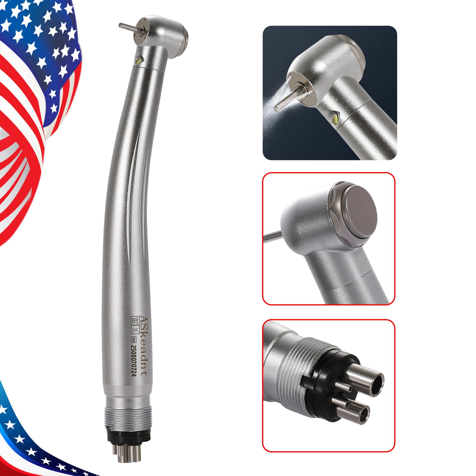 Dental PANA Max High Speed LED Handpieces NSK Type Internal Triple Spray Push US