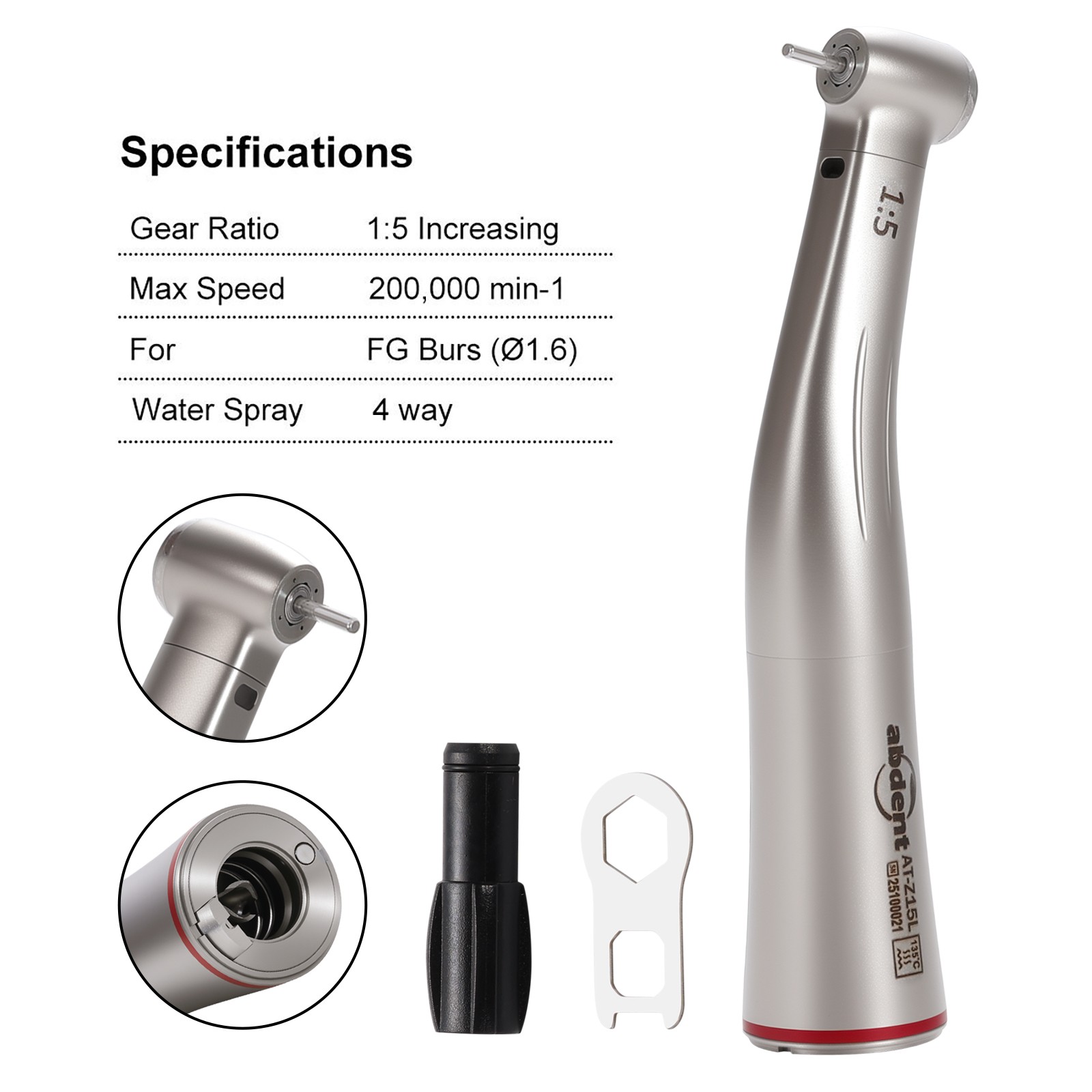 Dental 1:5 LED Contra Angle Handpiece Fiber Optic high speed Electric light USA