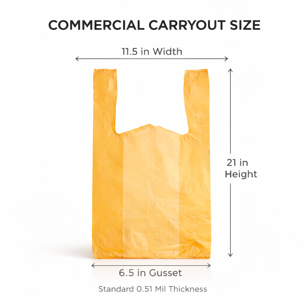 Orange Plastic T-Shirt Bags 1/6 Large 21 x 6.5 x 11.5 in 0.51 Mil