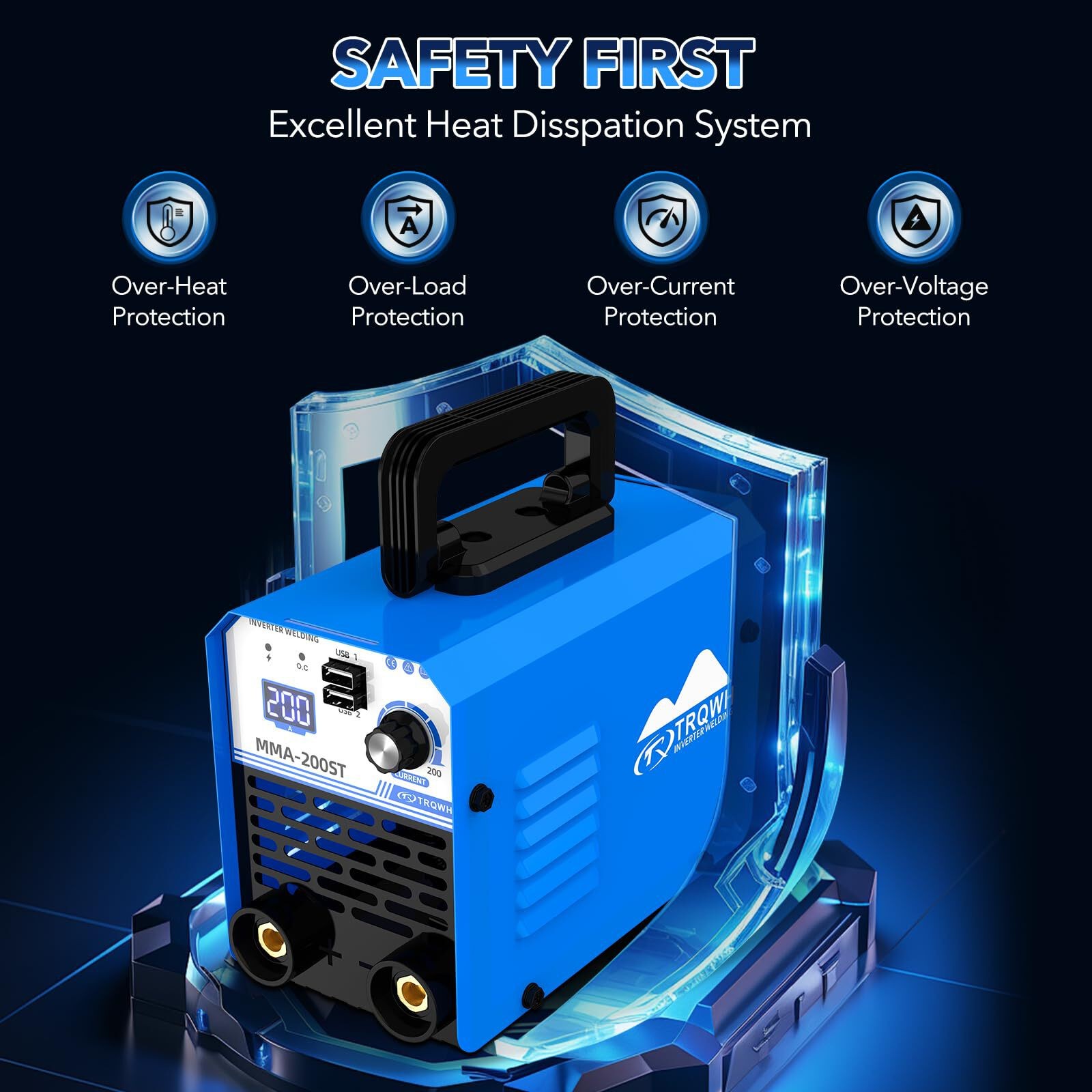 TRQWH 200A Portable Stick Welder 110V MMA ARC Welding Machine with IGBT Inverter
