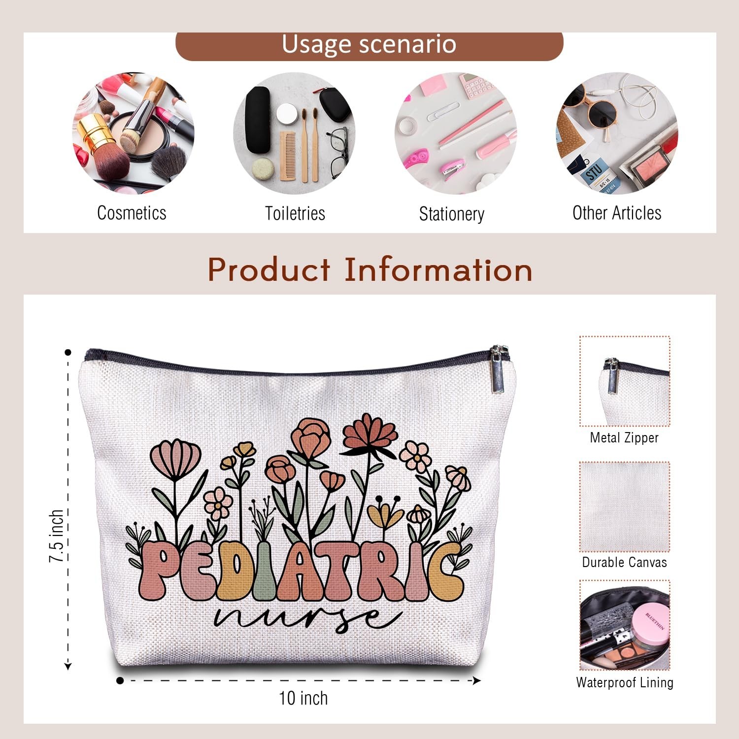 Pediatric Nurse Cosmetic Bag – Appreciation Gift for Birthdays, Nurses Day, G…