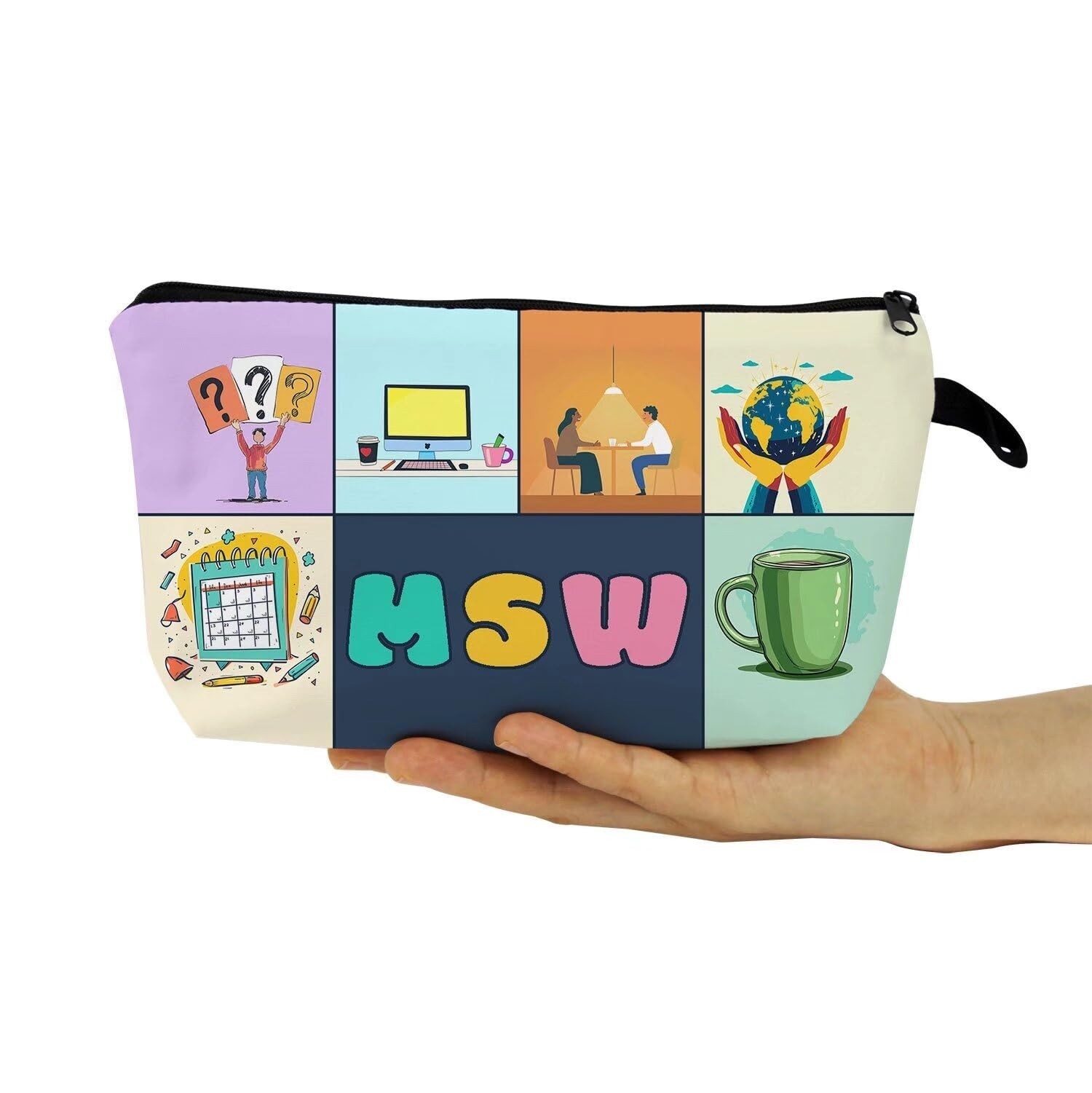 MSW Present MSW Cosmetic Bag Masters Social Worker Organizer Bag with Zipper …