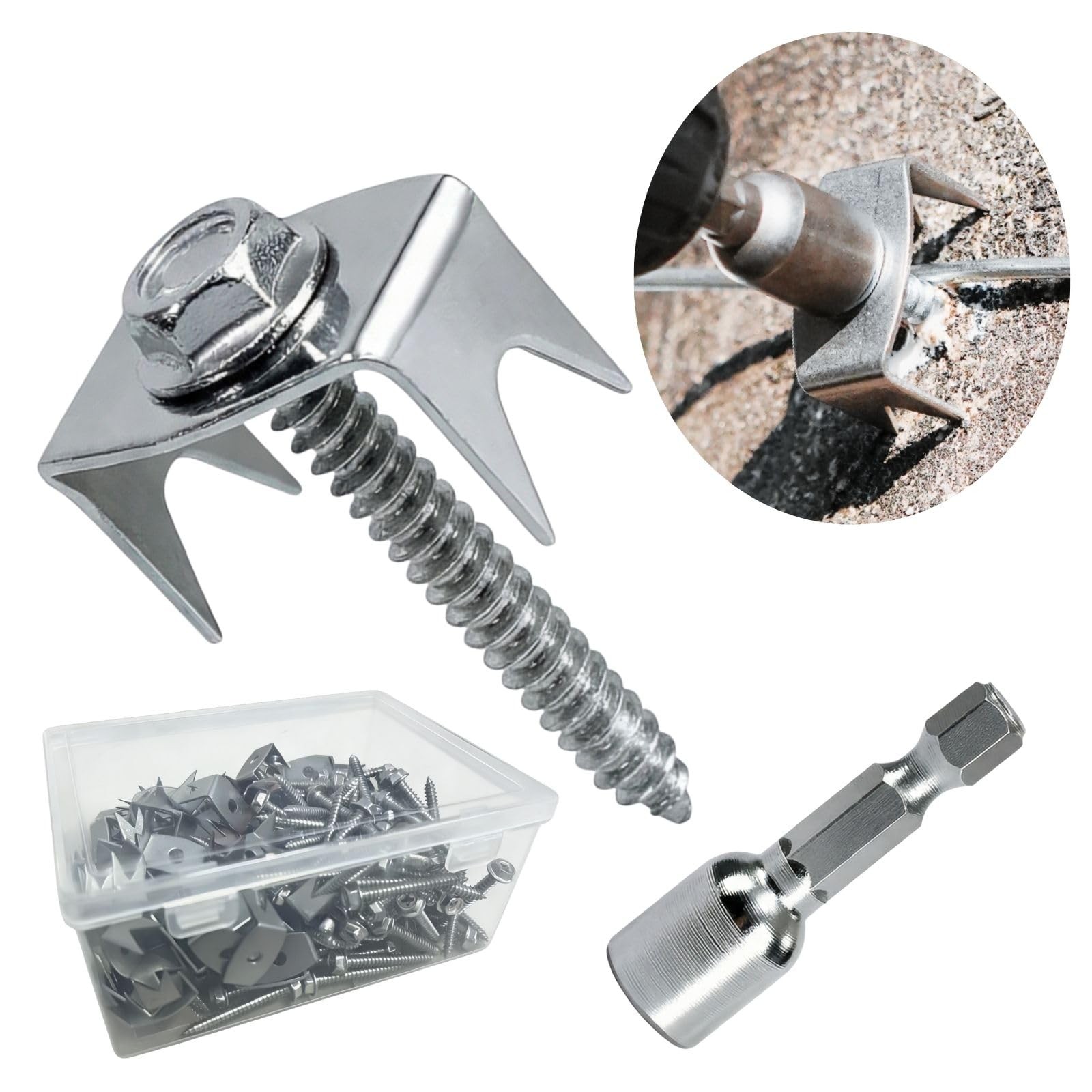 100 Pcs Fence Staples for Wire Fencing, 1.6 Inch Galvanized Steel Fasteners w…