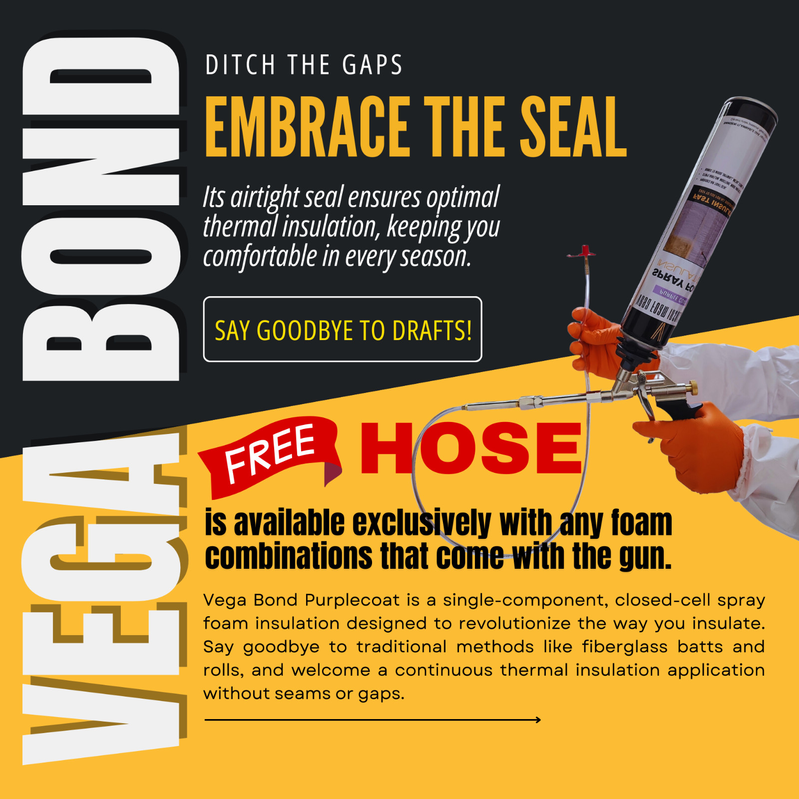 Vega Bond Purplecoat Single Component Spray Foam Insulation 6-Pack Set-120BF