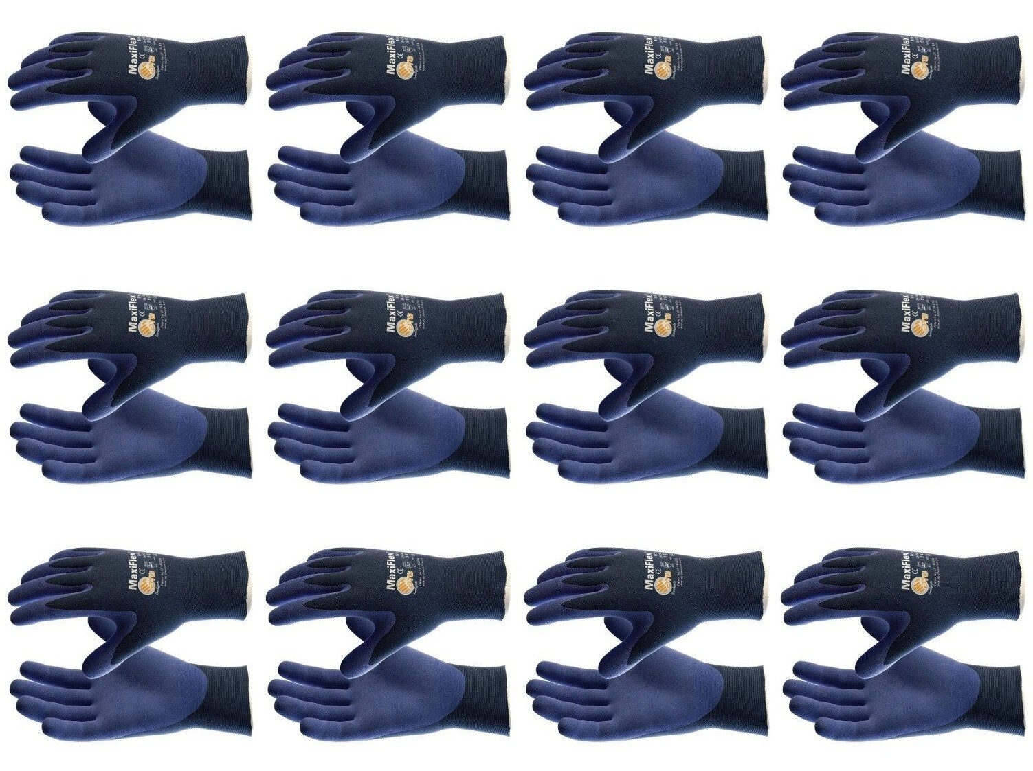 12- MaxiFlex THIN LIGHWEIGHT Nitrile Grip Palm Coated PROTECTIVE WORK GLOVES SML