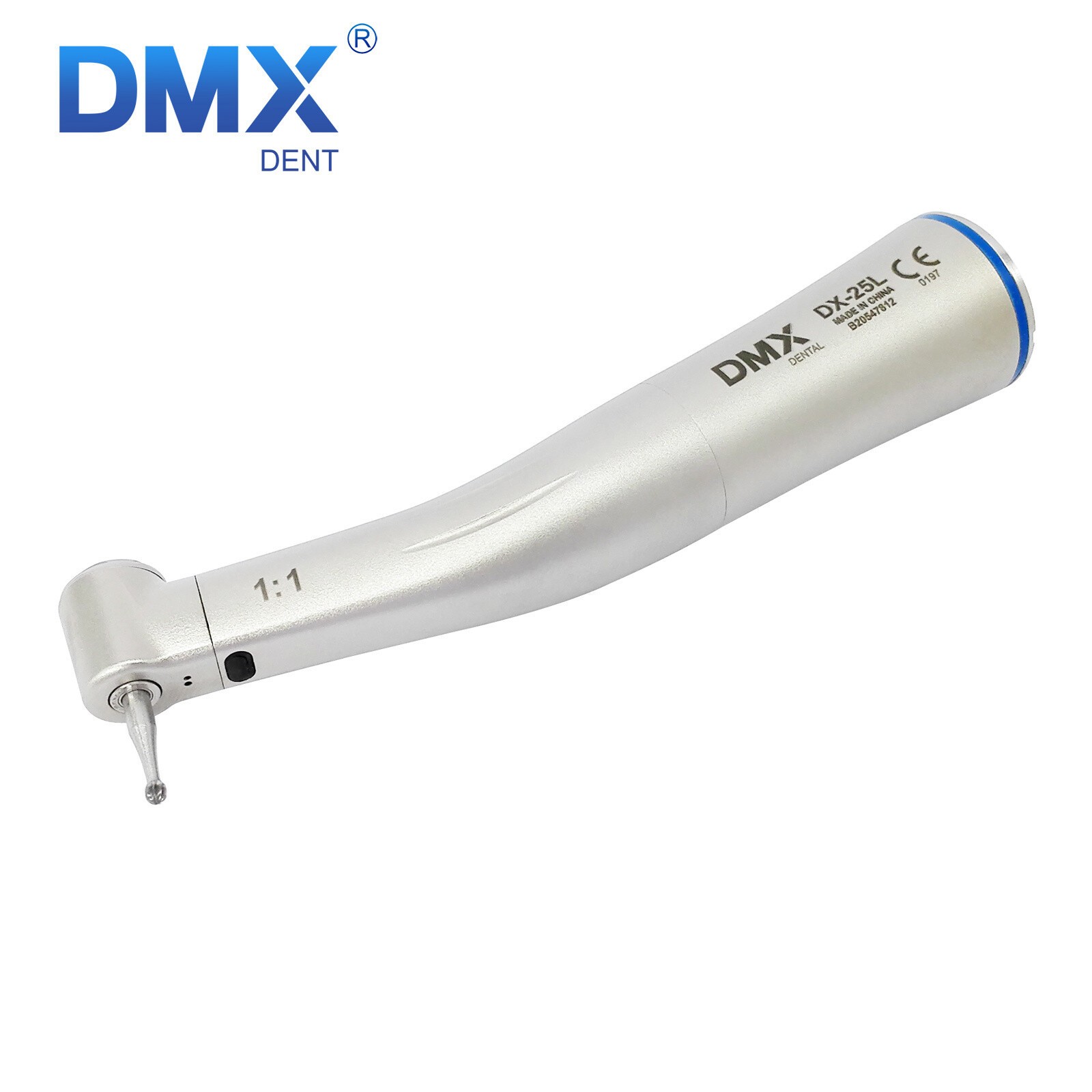 DMXDENT Dental 1:1 Fiber Optic LED Contra Angle Handpiece Low Speed Fit NS & K