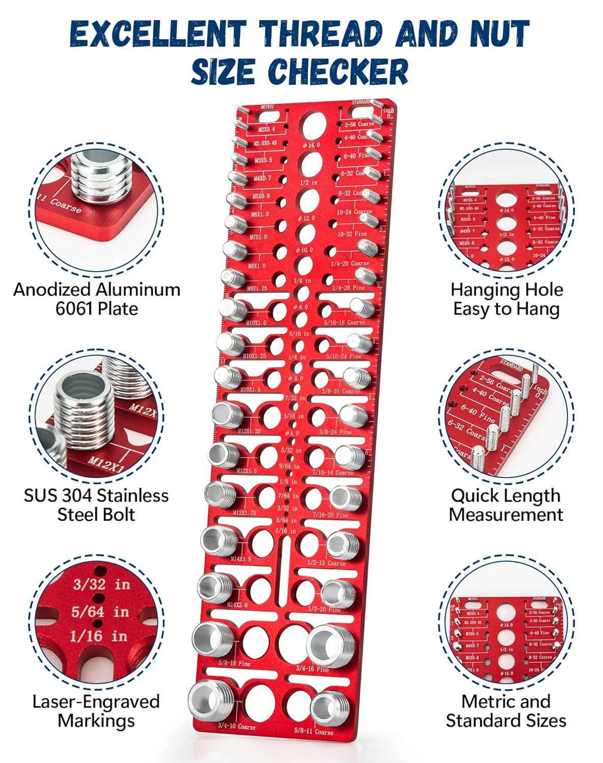 57 Nut and Bolt Thread Checker 17 Metric & 19 Drill Gauges Thread
