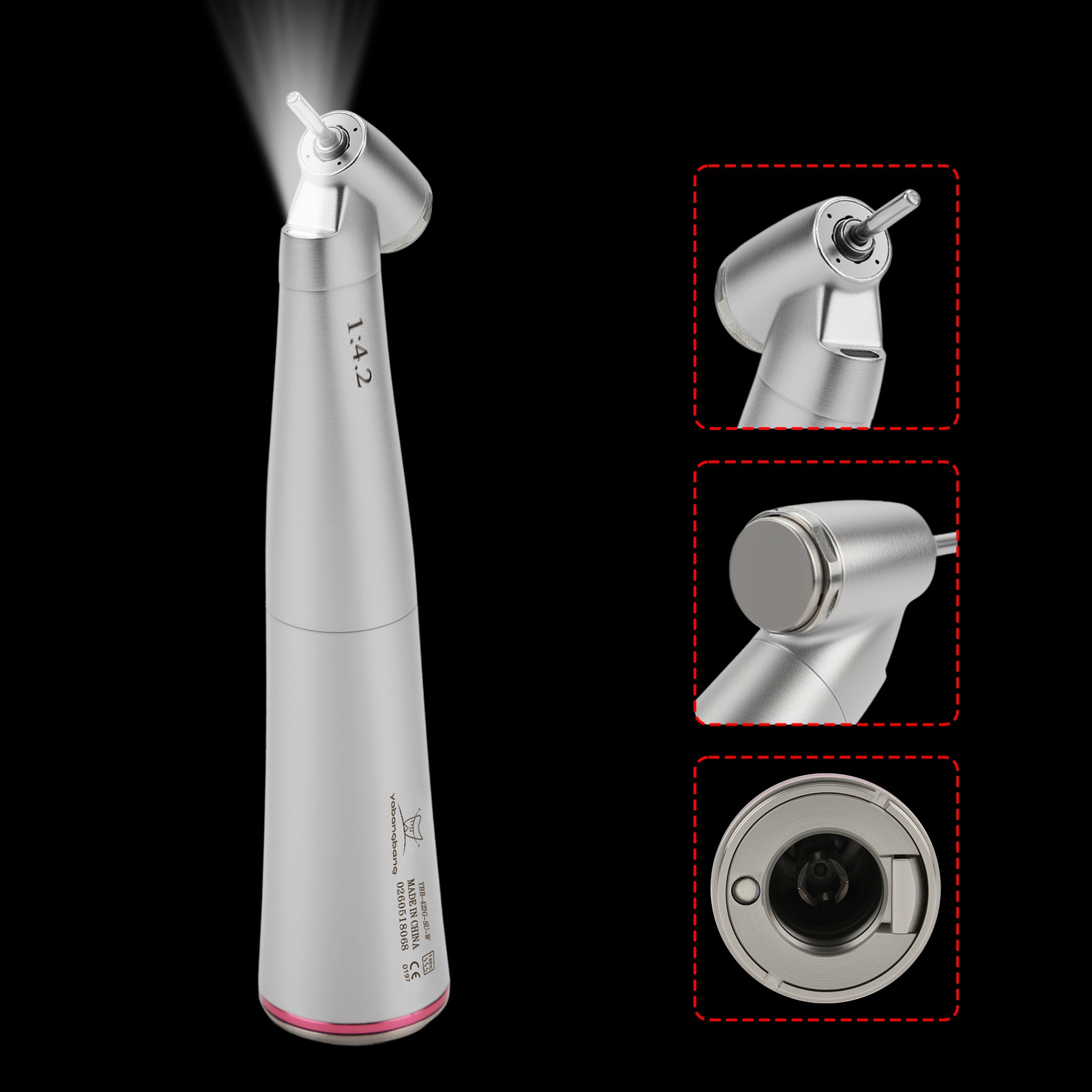 Dental 1:4.2 Increasing 45 Degree LED Contra Angle Surgical Handpiece