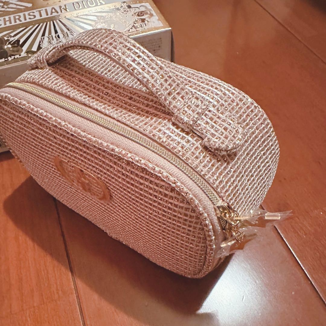 Christian Dior 2025 limited pouch bag Holiday Cosmetic Bag Gold