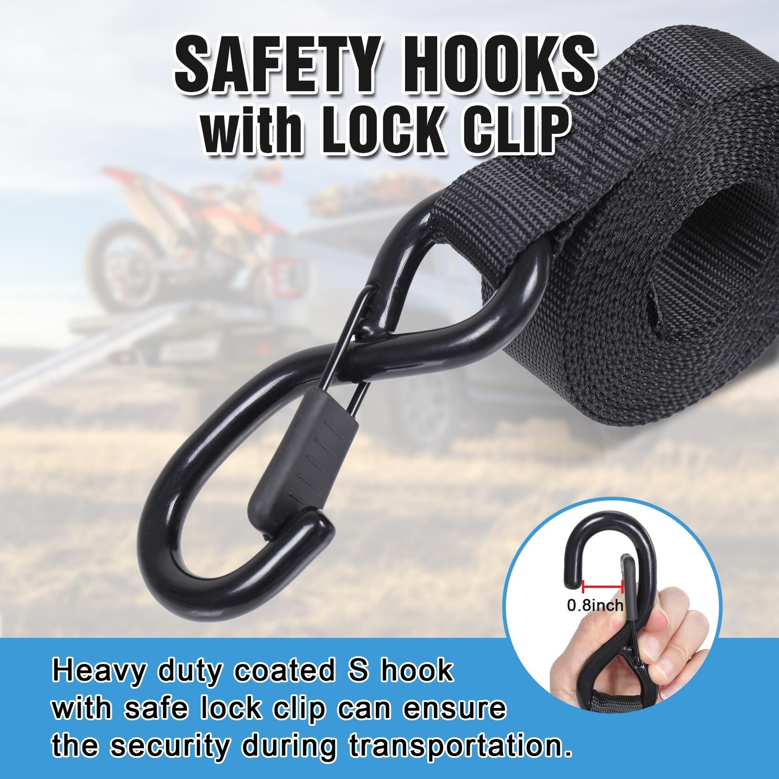 Cam Buckle tie Down Straps 6 Feet 1200lbs Break Strength, 4pcs Heavy Duty tie…