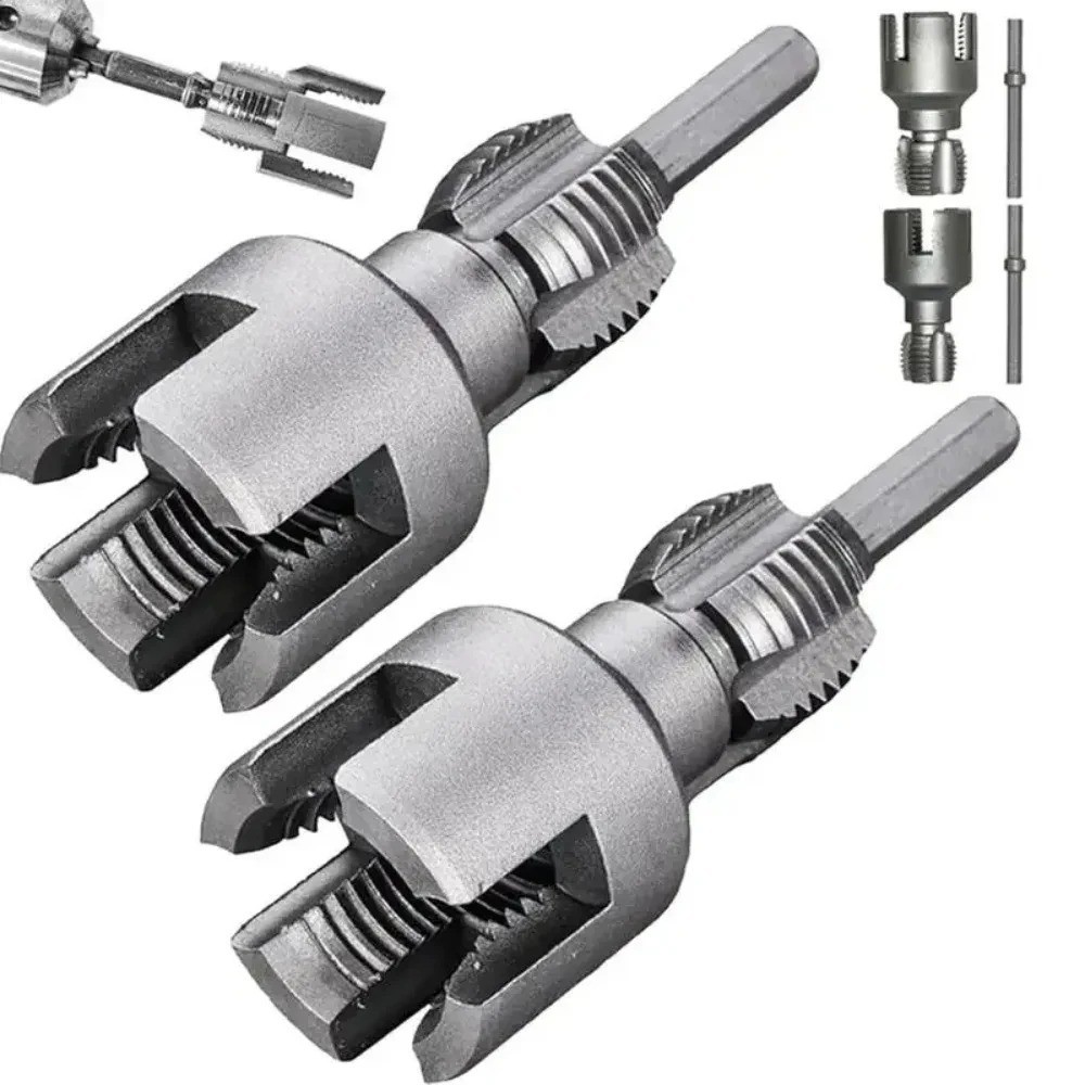 2Pcs 1/2”&3/4” Water Pipe Integrated Internal & External Pipe Threading Tool