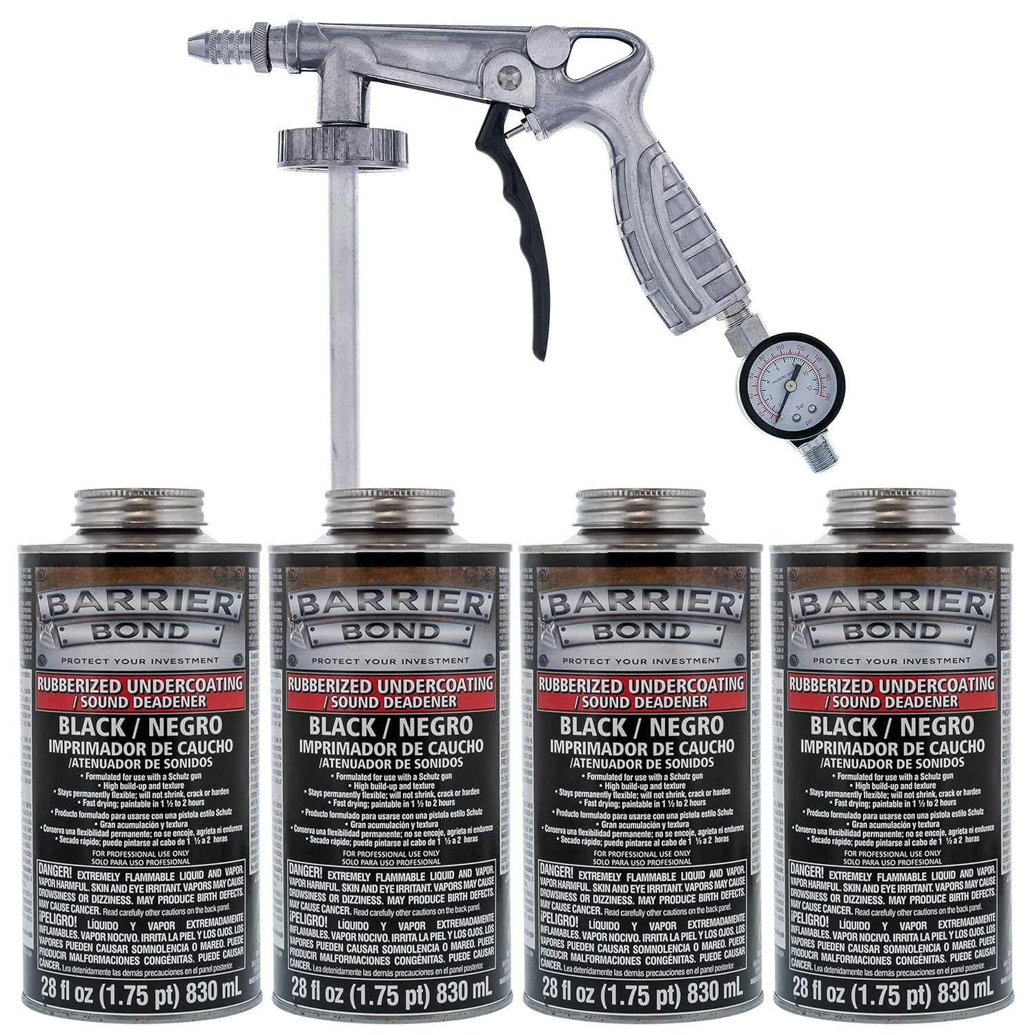 Rubberized Undercoating Spray Kit, 4-Pack**