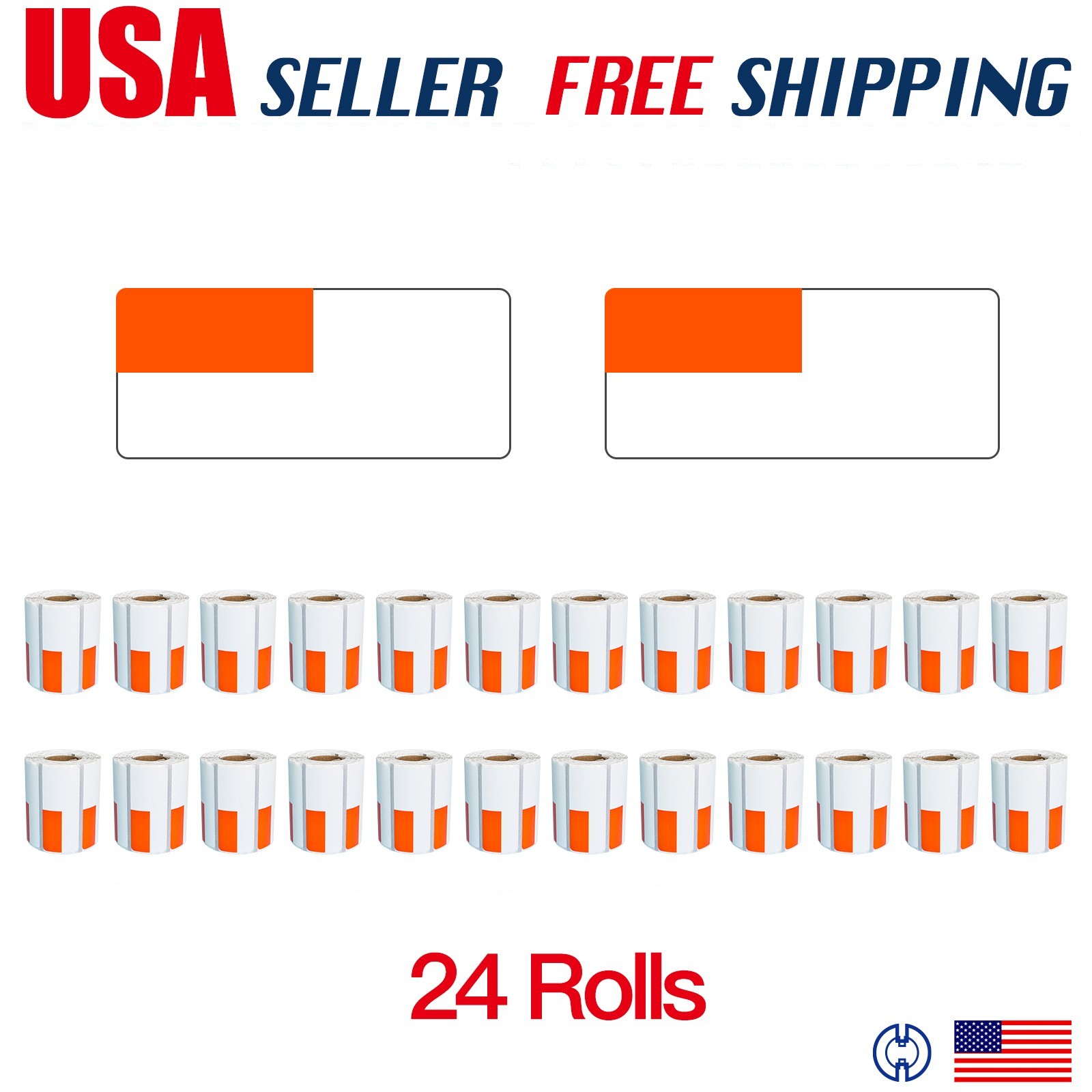 Zebra 2 5/8 x 1 1/8 POLYPRO 4000D Orange Price tag, 500 Labels 24 Rolls BOX M