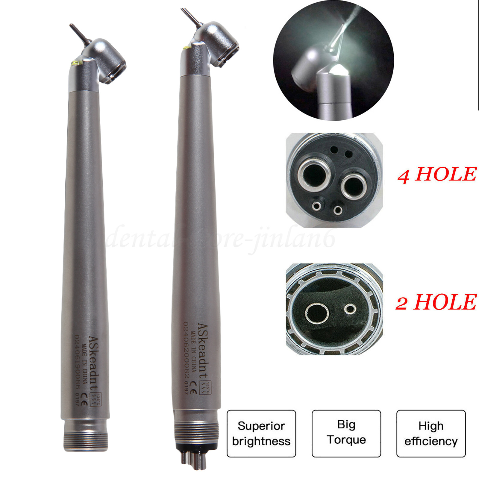 45° LED Light Dental PANA-MAX Push High Speed Handpiece Turbine 4/2H fo